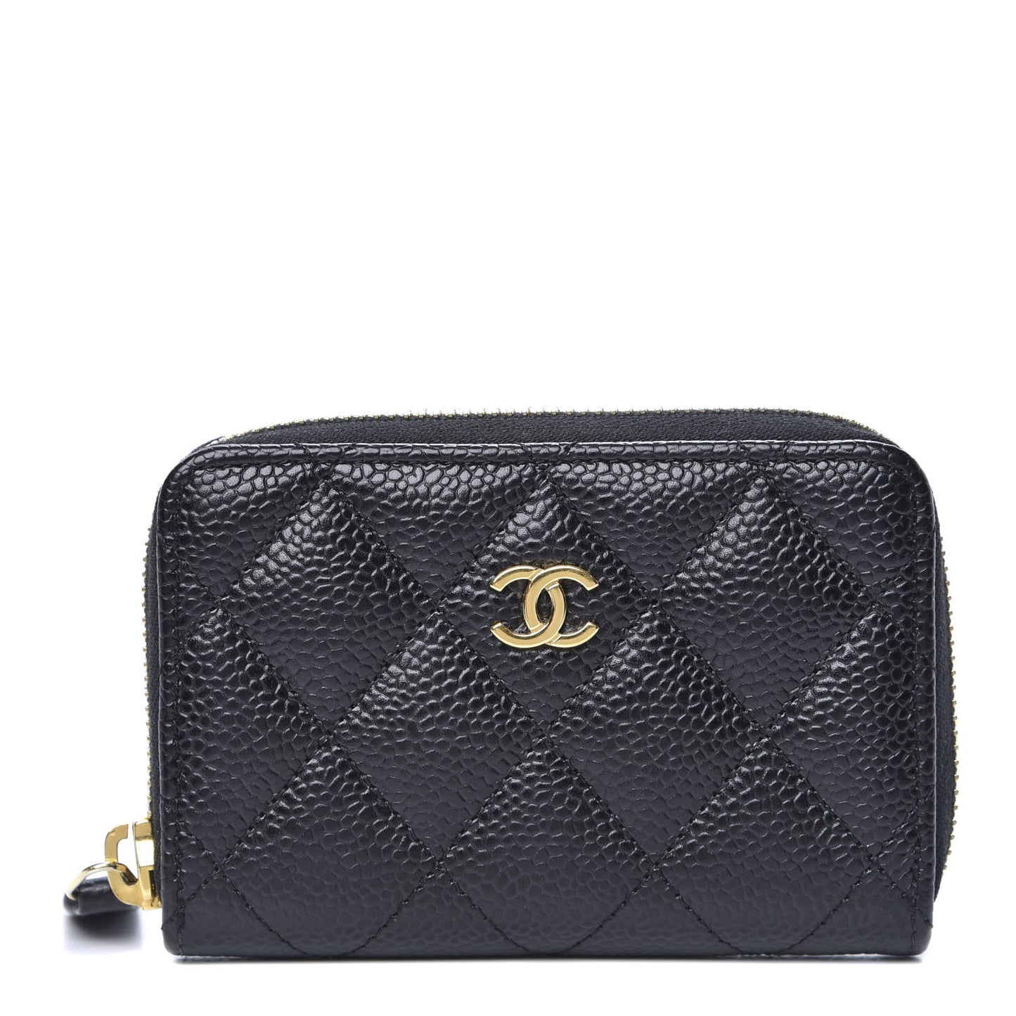 Caviar Quilted Zip Coin Purse Black