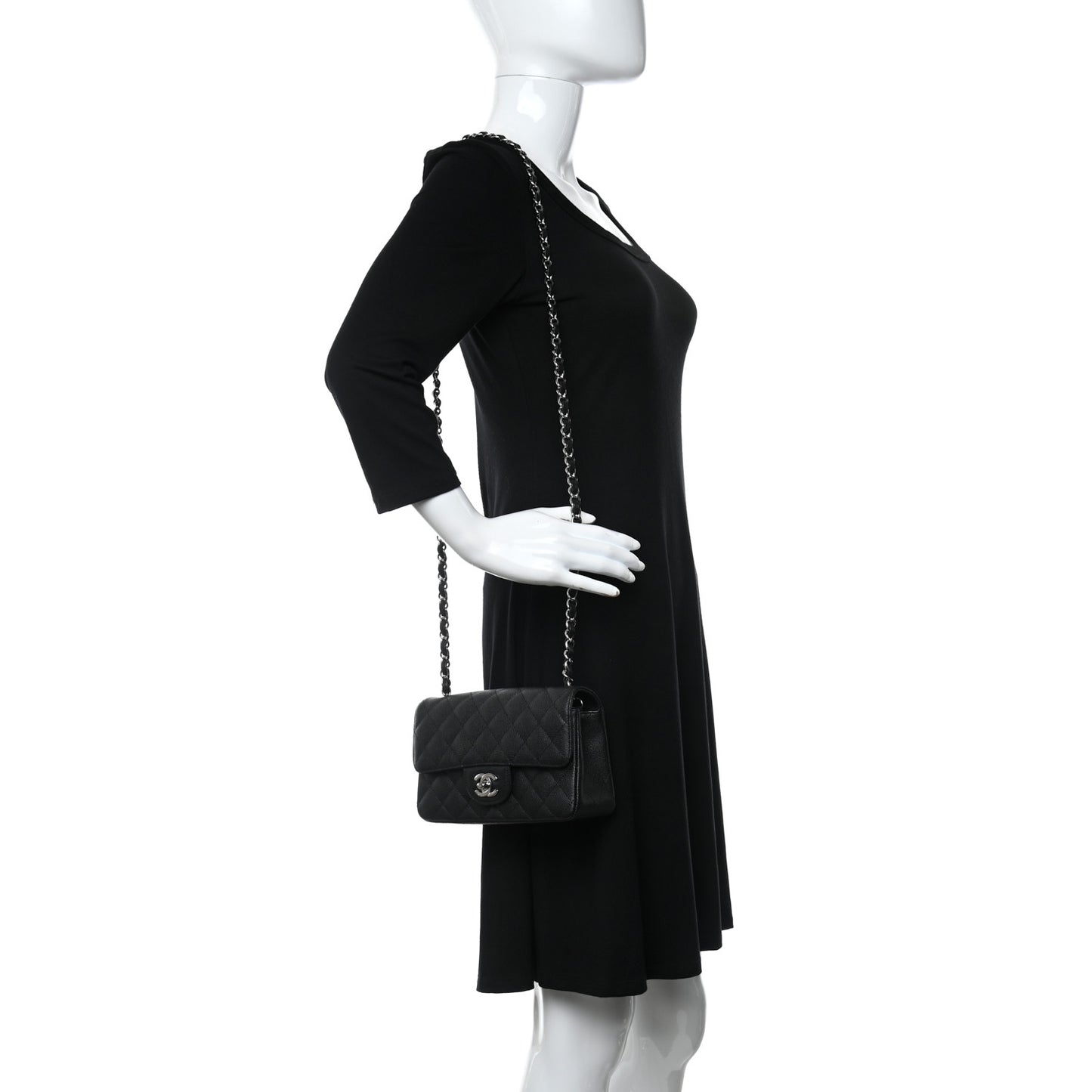 Caviar Quilted Mini Rectangular Flap Black