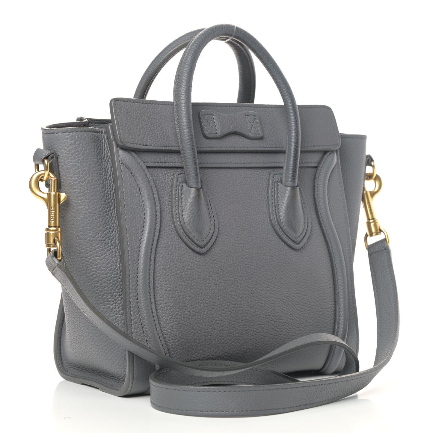 Drummed Calfskin Nano Luggage Kohl