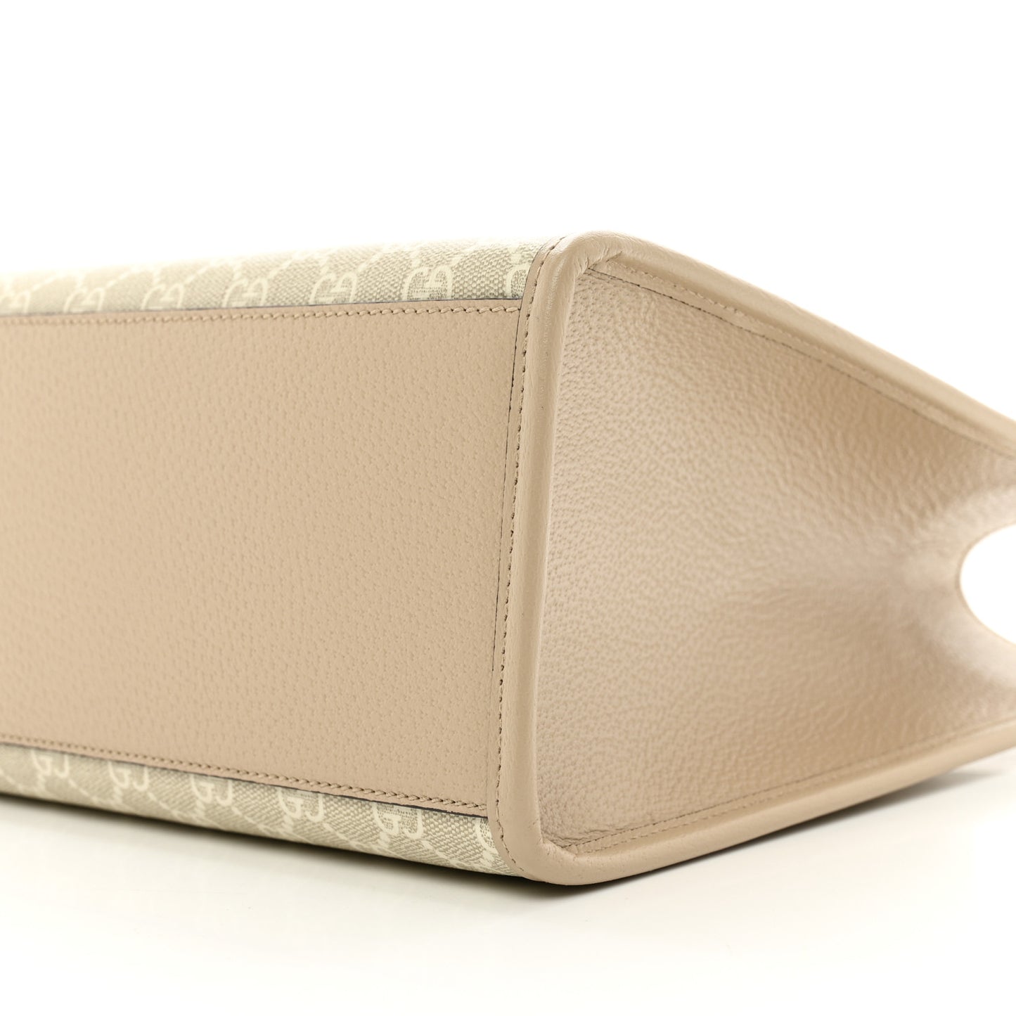 GG Supreme Monogram Textured Dollar Calfskin Small Retro Interlocking G Tote Bag Beige Mystic White Oatmeal