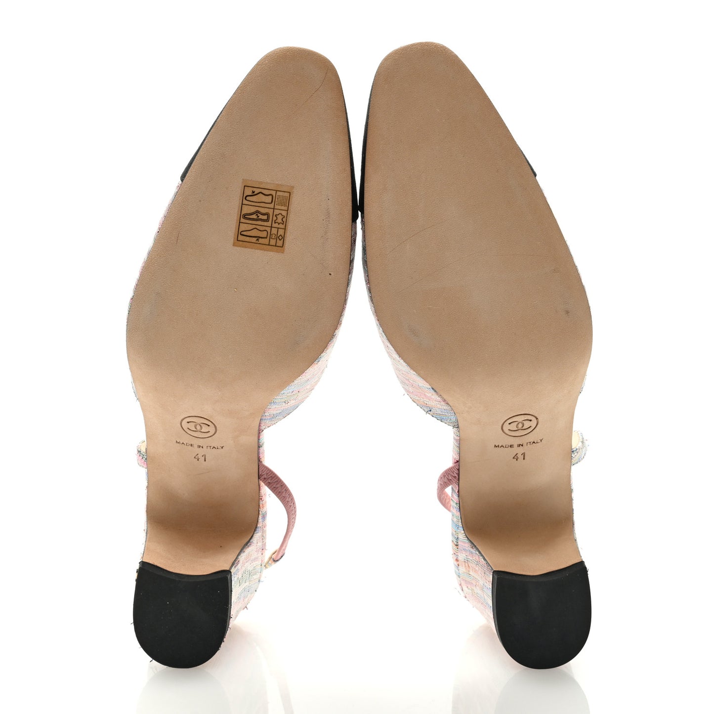 Tweed Grosgrain Cap Toe CC Slingback Pumps 41 Iridescent Multicolor Black