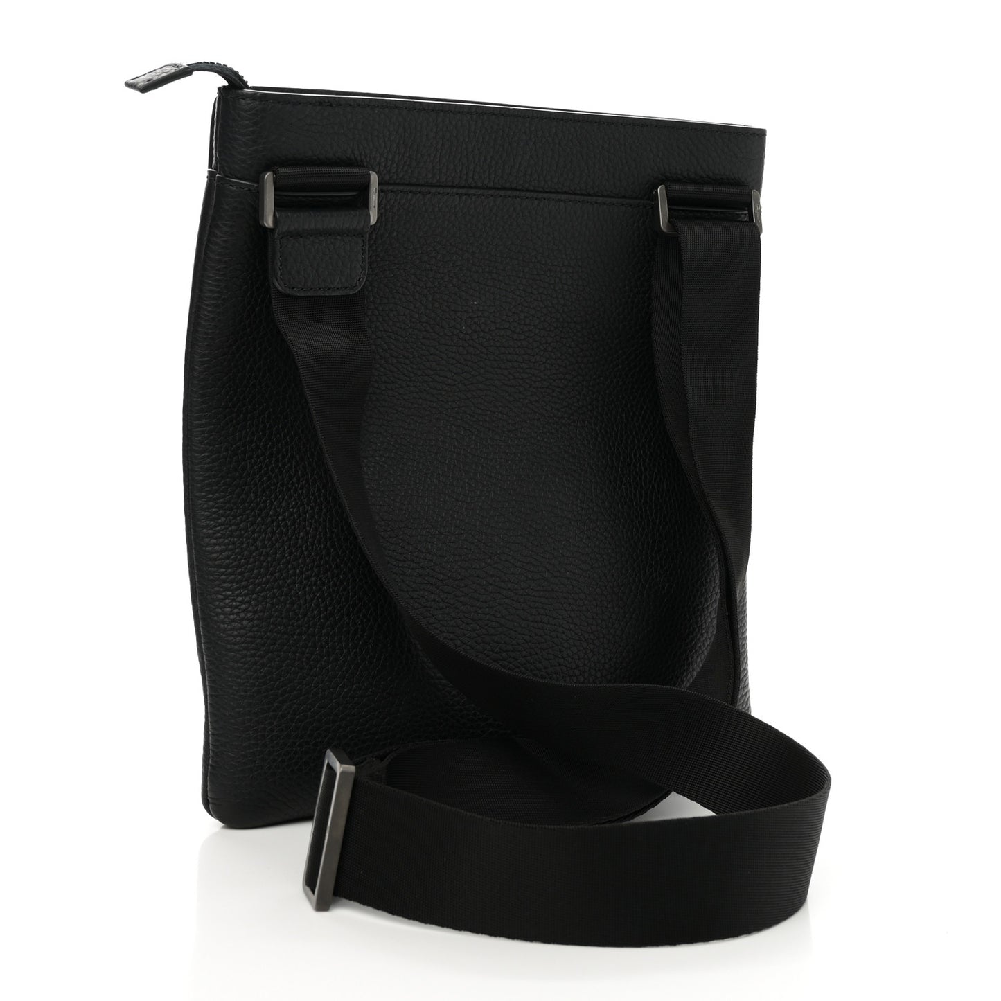 Grained Calfskin Messenger Black