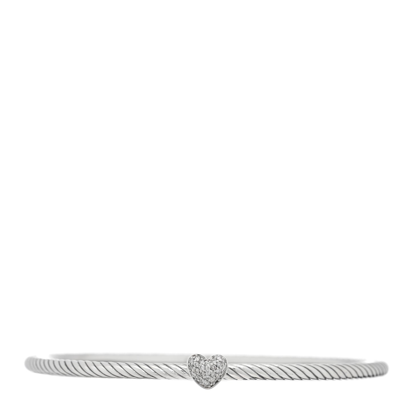Sterling Silver Diamond Cable Collectibles Heart Bracelet