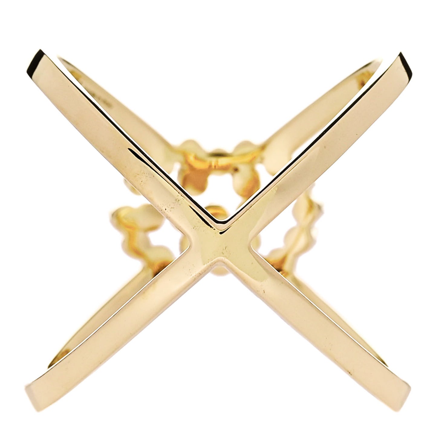18K Yellow Gold Diamond Running G Cross Ring 50 5.25