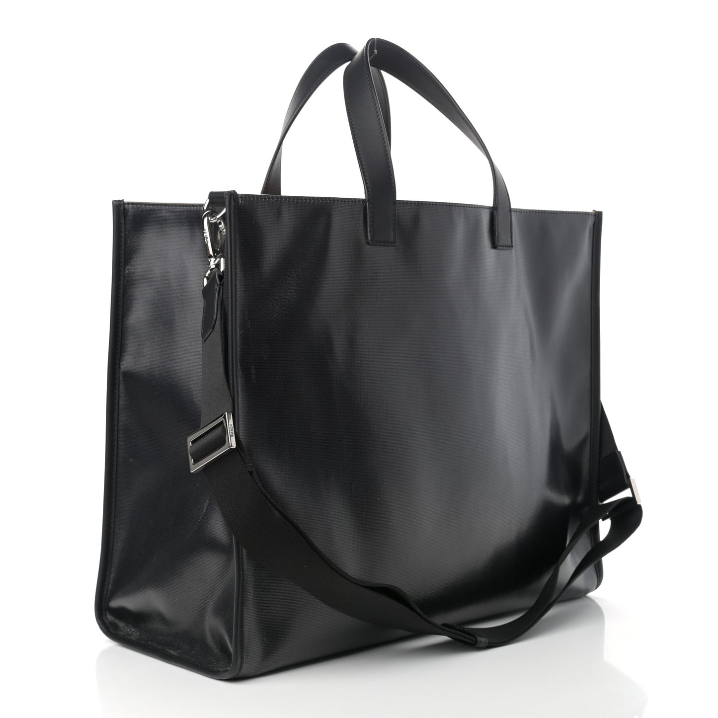 X SARAH COLEMAN Coated Canvas FF Fish Eye Logo Shopping Tote Black White
