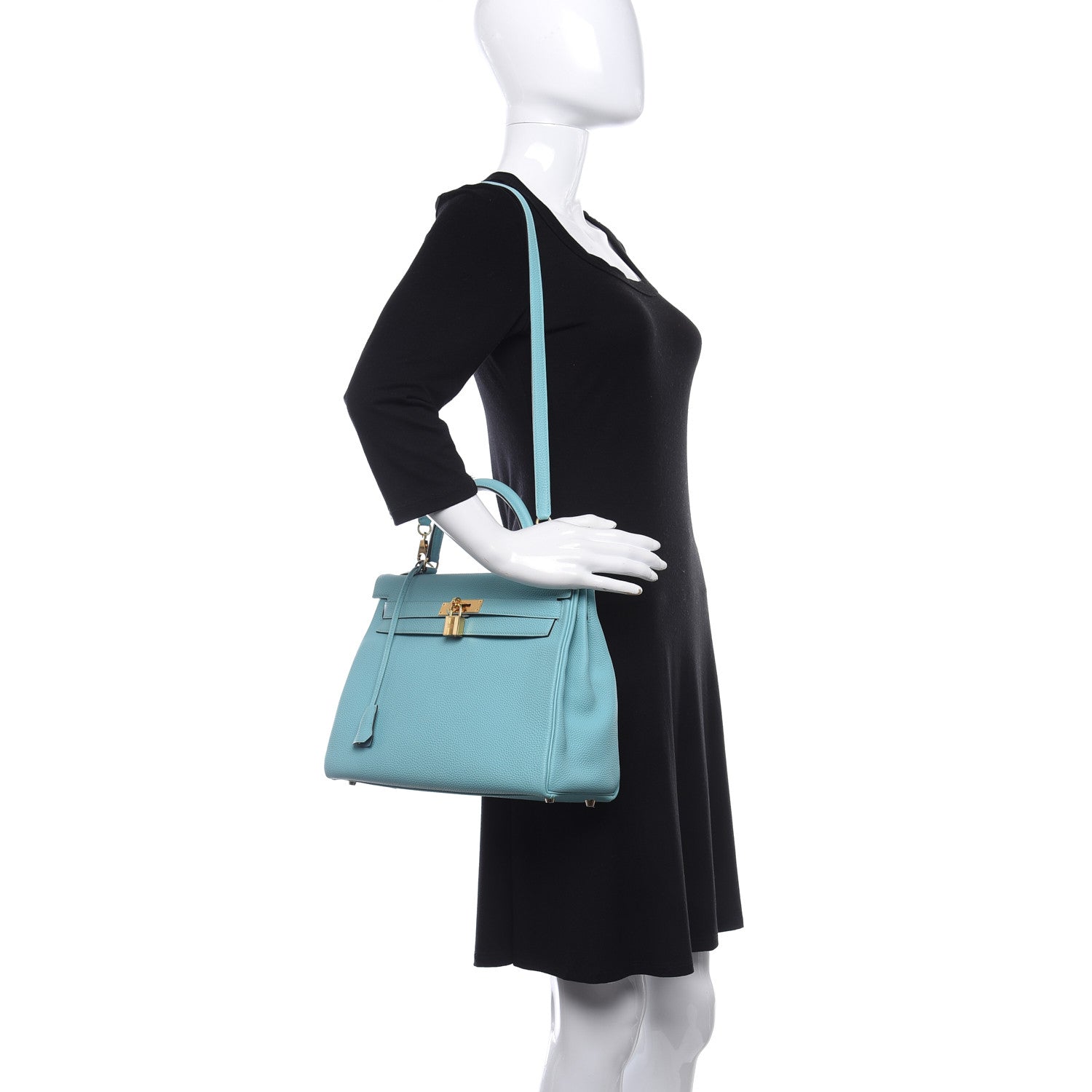 Hermes Togo Kelly Retourne 32 Bleu Atoll 2 of 17