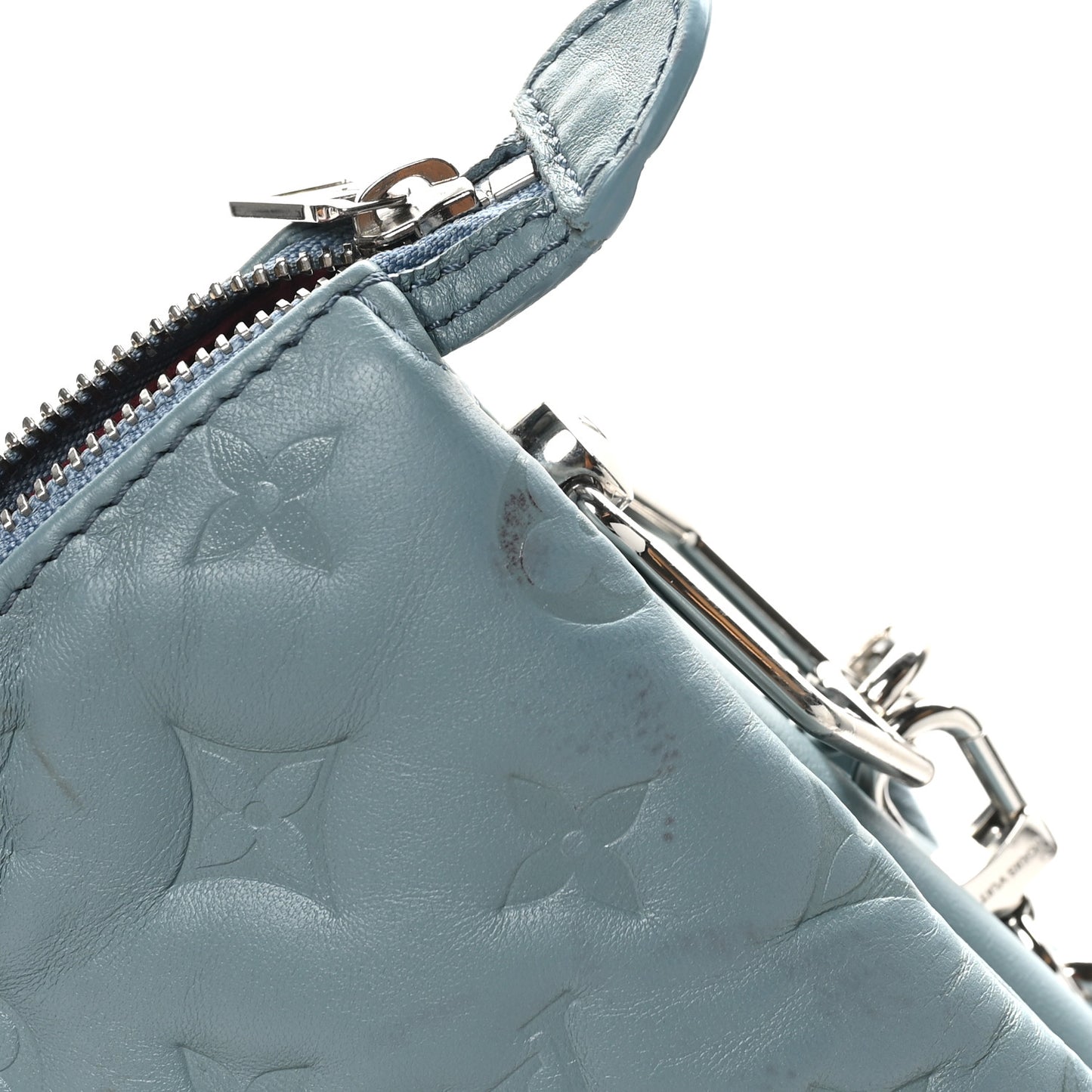 Lambskin Embossed Monogram Coussin PM Blue Glacier