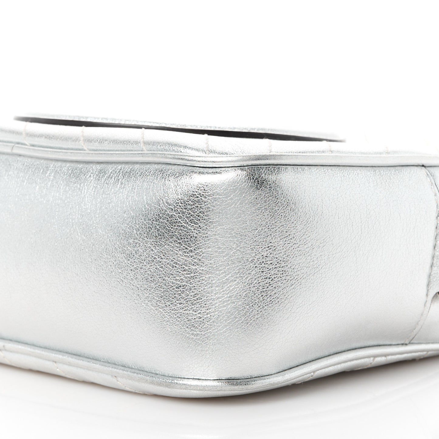 Metallic Sakai Be Green Calfskin Diagonal Stitched Small Blondie Shoulder Bag Silver
