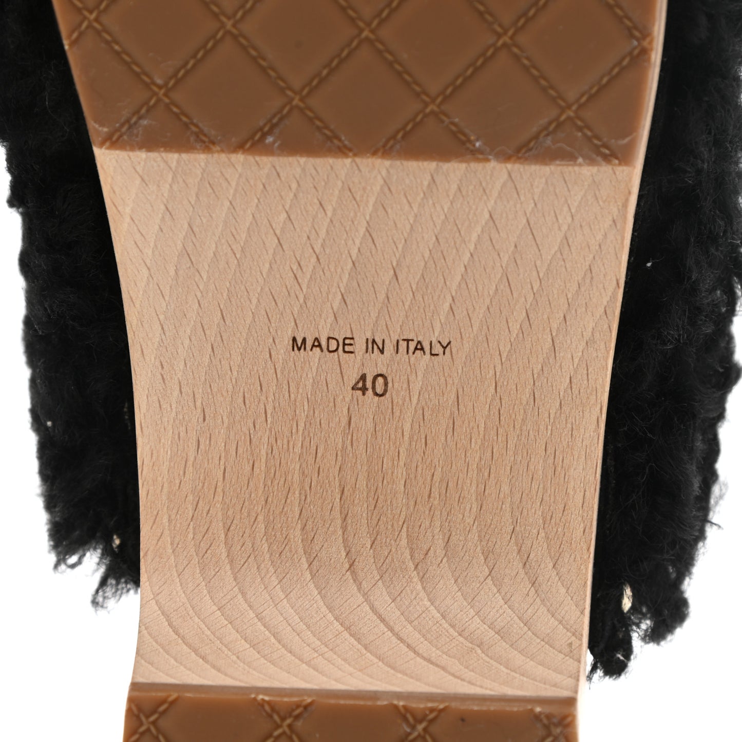 Shearling Lambskin Clogs 40 Black