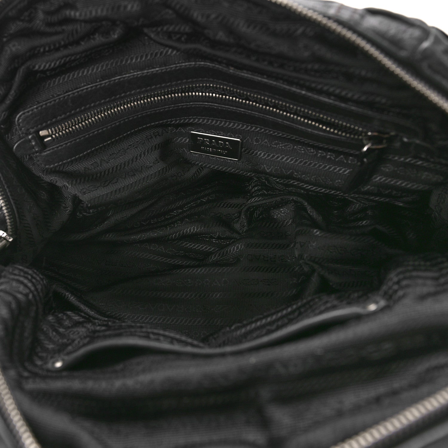 Prada Tessuto Nylon Nappa Braided Gaufre Shopping Satchel Black 5 of 10