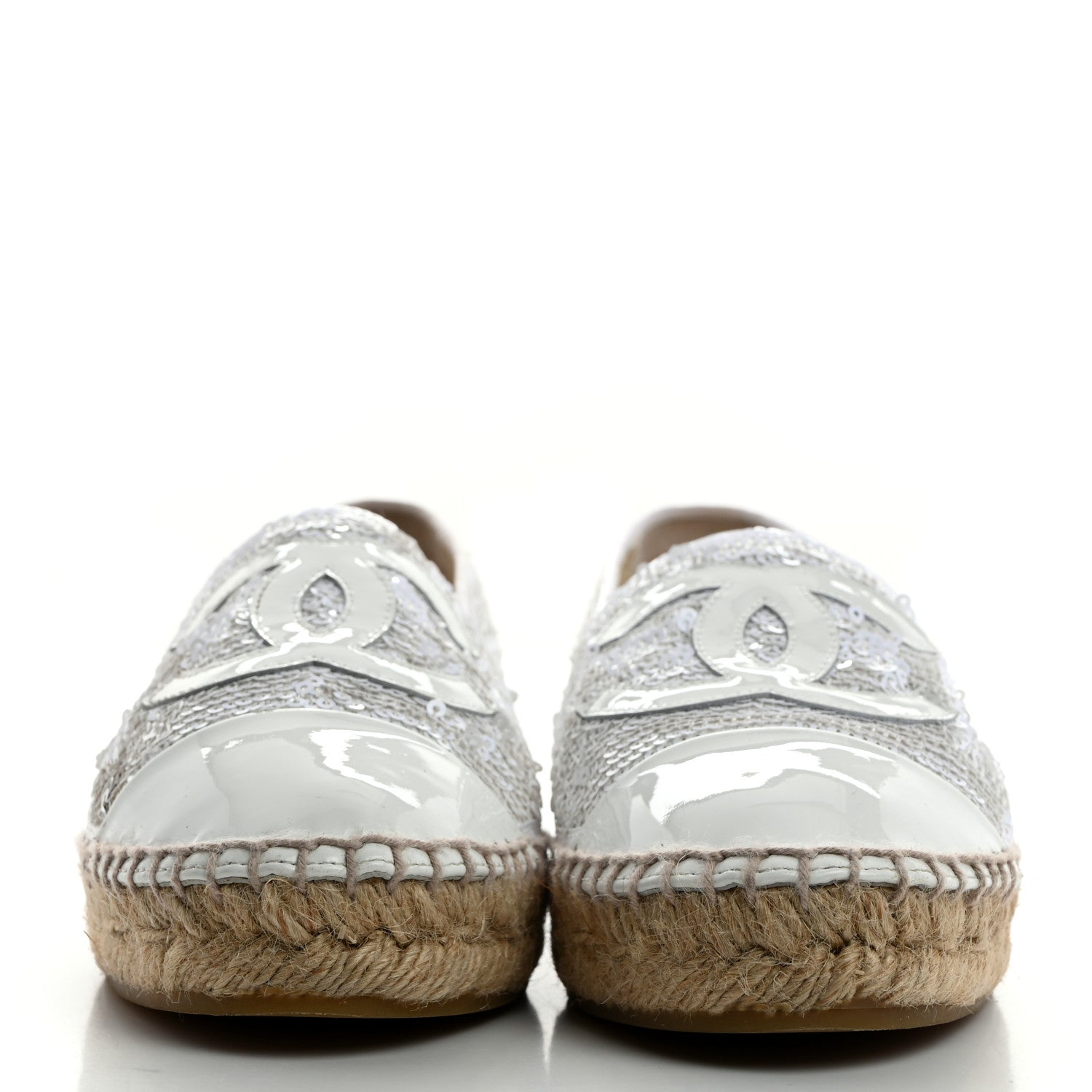 Chanel Patent Sequin CC Espadrilles 36 White 2 of 8