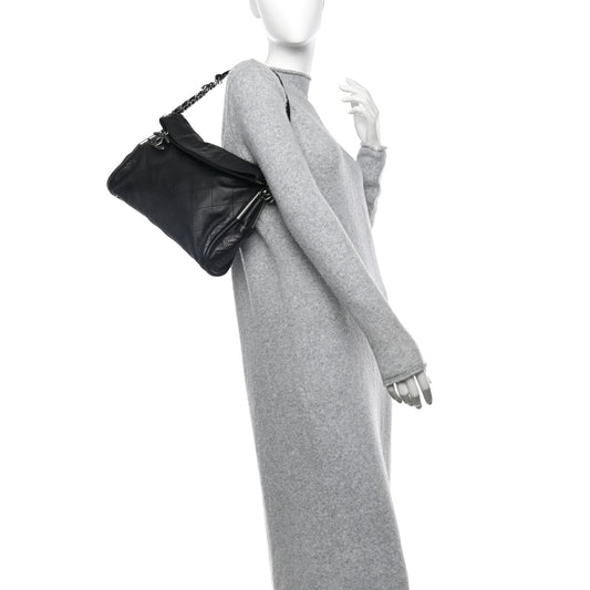 Lambskin Stitched Medium Ultimate Soft Tote Black