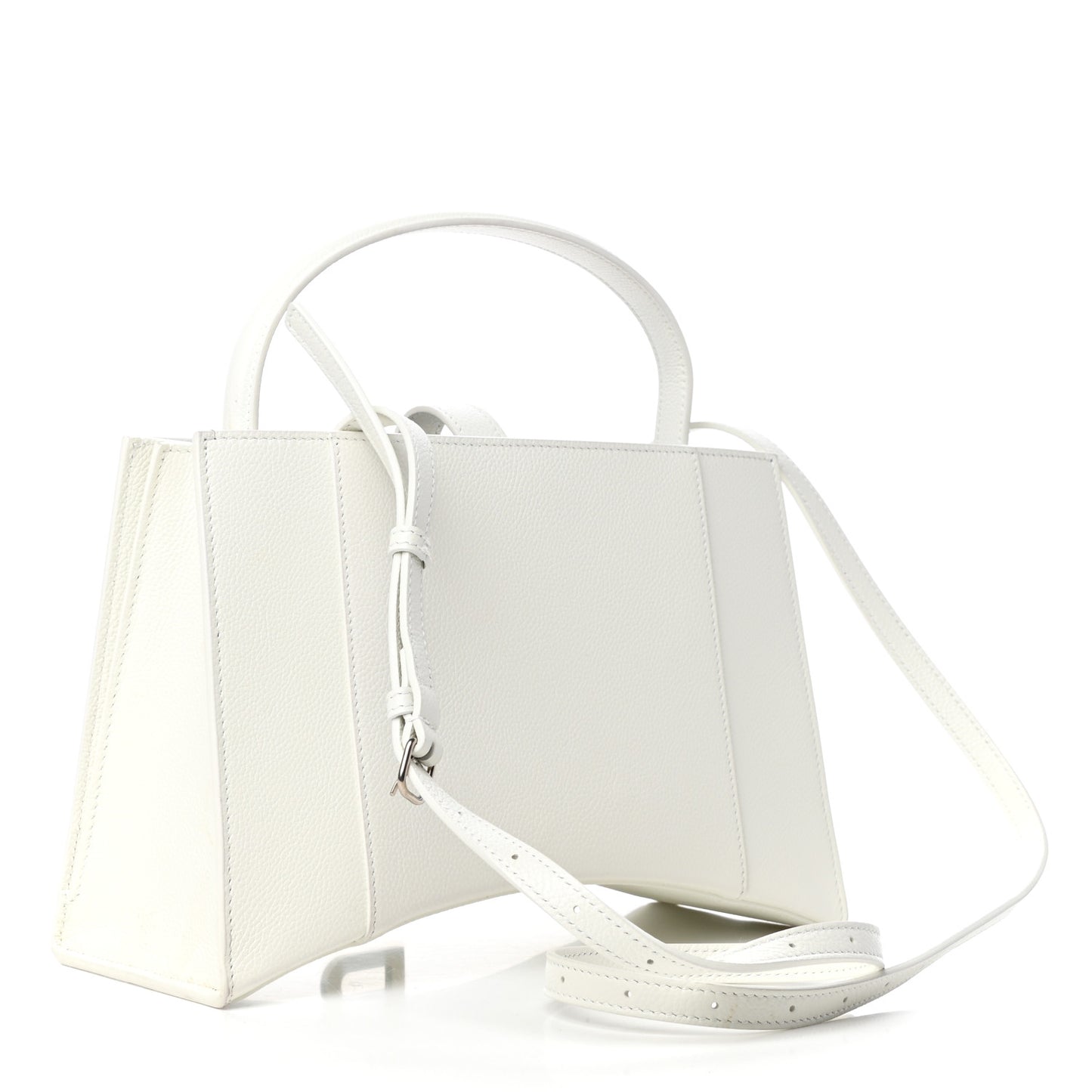 Grained Calfskin XS Hourglass East West Tote White