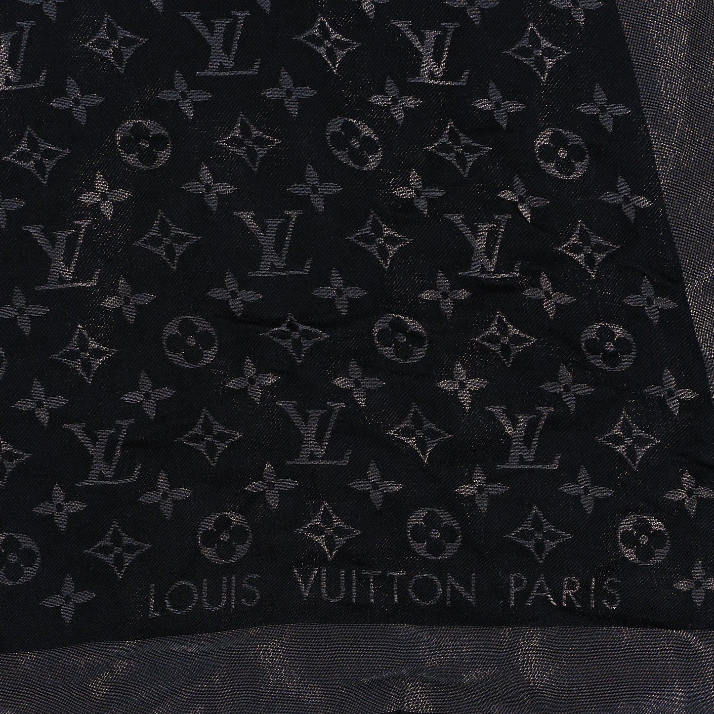 Silk Lurex Wool Monogram Shine Shawl Black