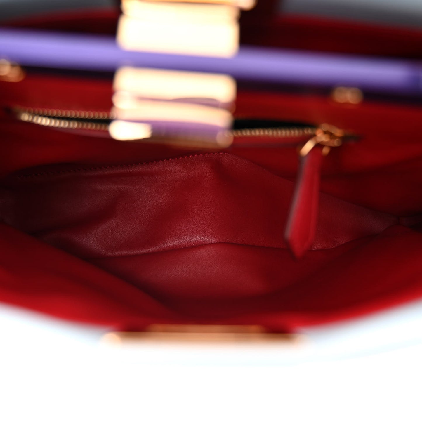 Nappa Colorblock Mini Peekaboo Iconic Satchel Polvere Purple Rain Ruby