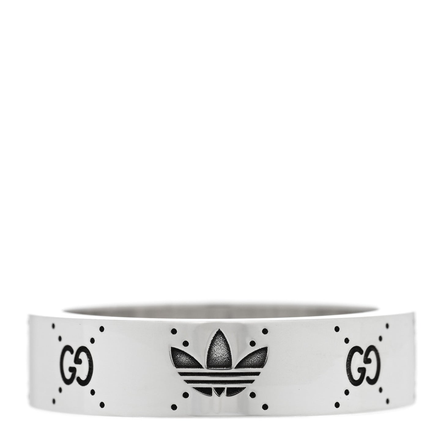 X ADIDAS Sterling Silver Trefoil GG Monogram Band Ring 62 10