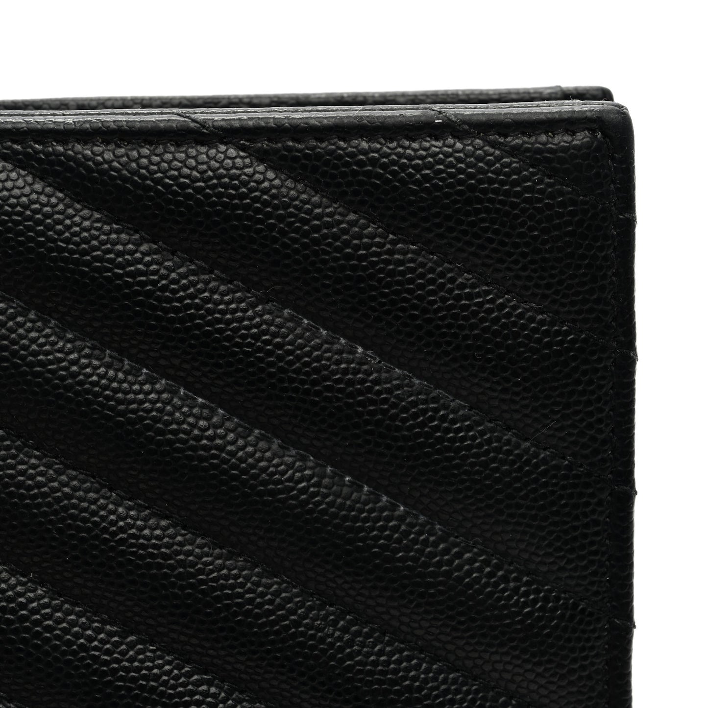 Grain De Poudre Matelasse Chevron Monogram Envelope Chain Wallet Black
