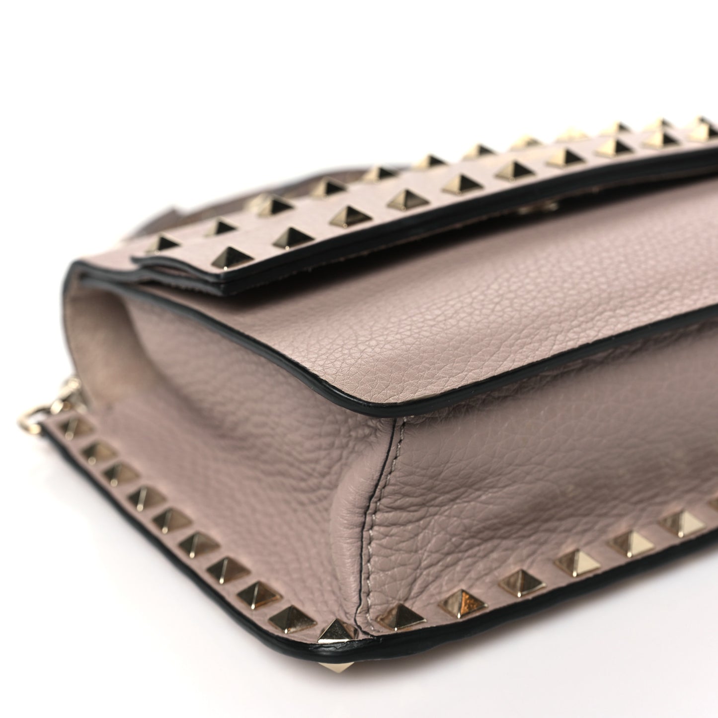 Pebbled Calfskin Rockstud Side Slip Crossbody Poudre