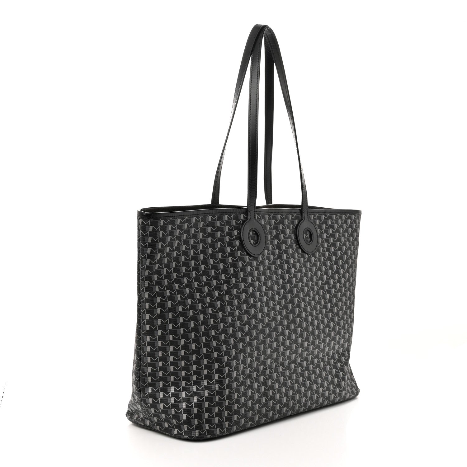 Moynat Grained Calfskin Canvas 1920 Oh! Tote Ruban GM Carbon Silver 3 of 10