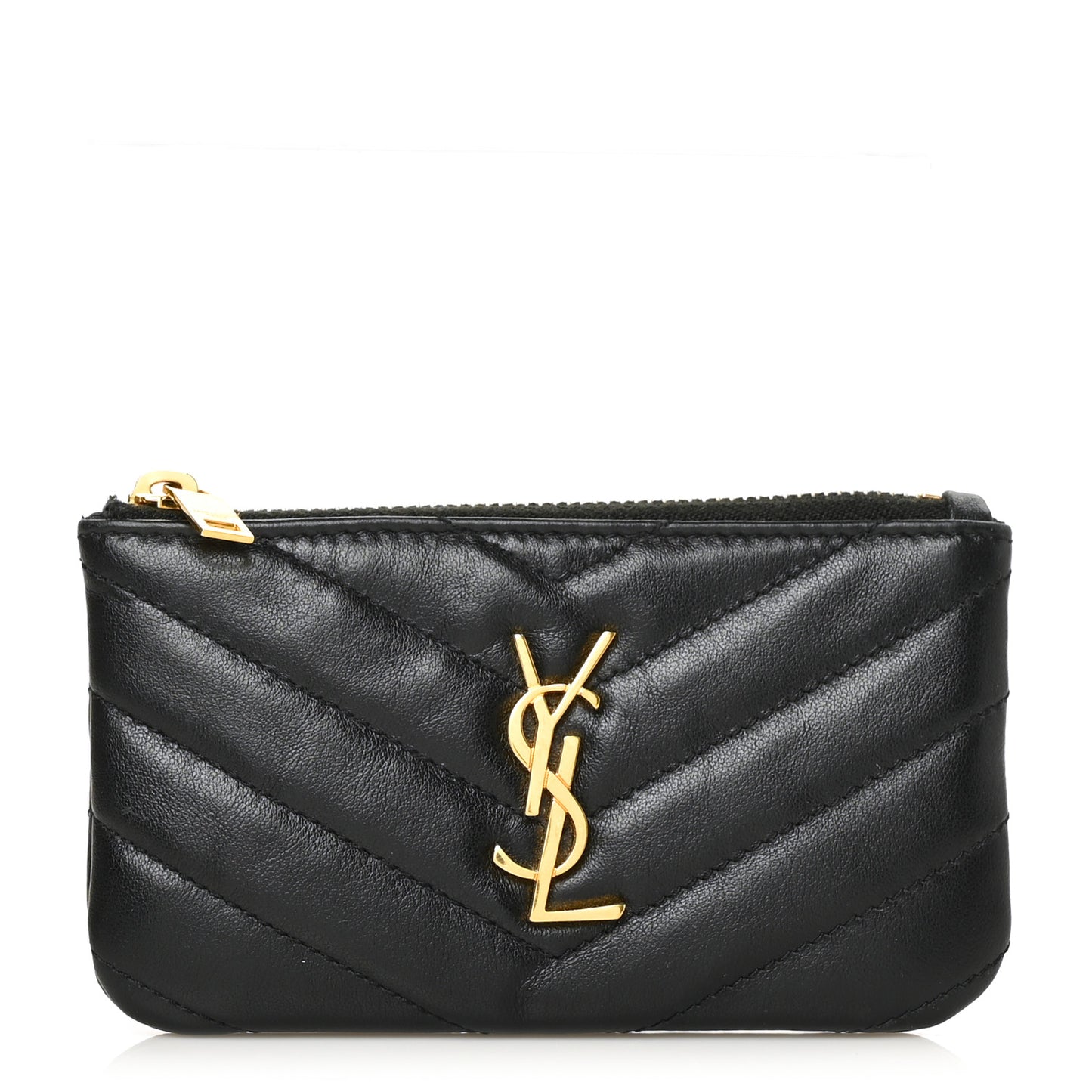 Calfskin Matelasse Monogram Key Pouch Black
