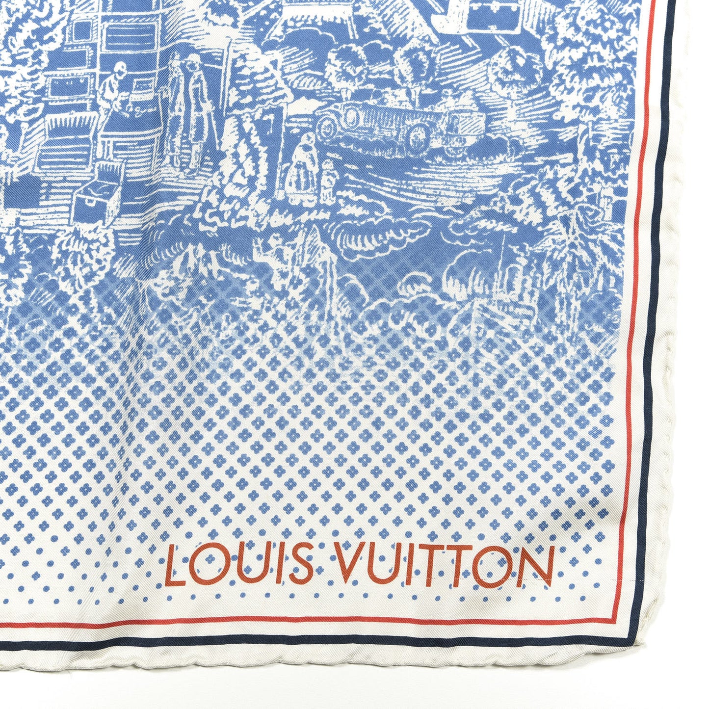Silk Monogram City Square Scarf Blue