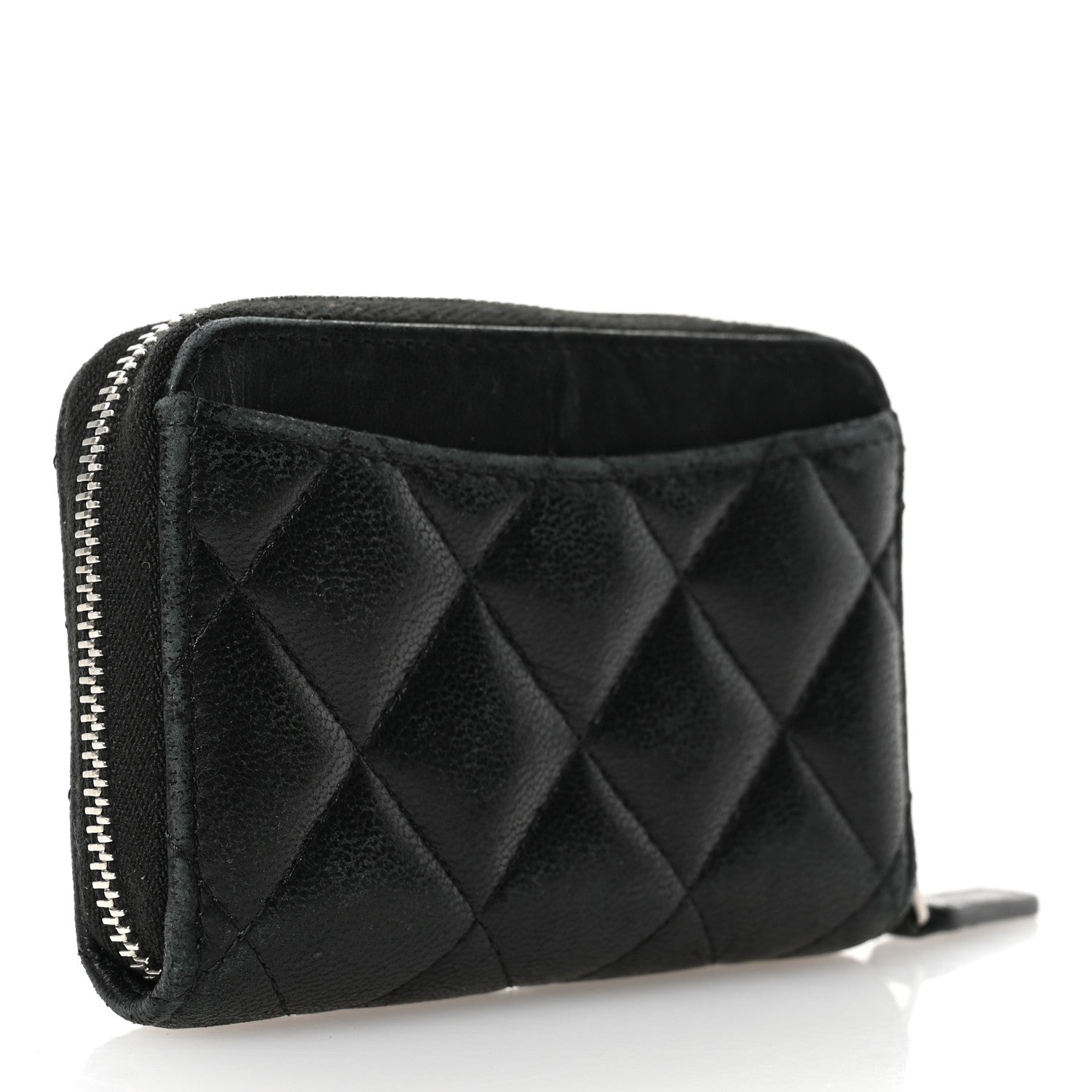 Chanel Lambskin Quilted Zip Coin Purse Black 3 of 10