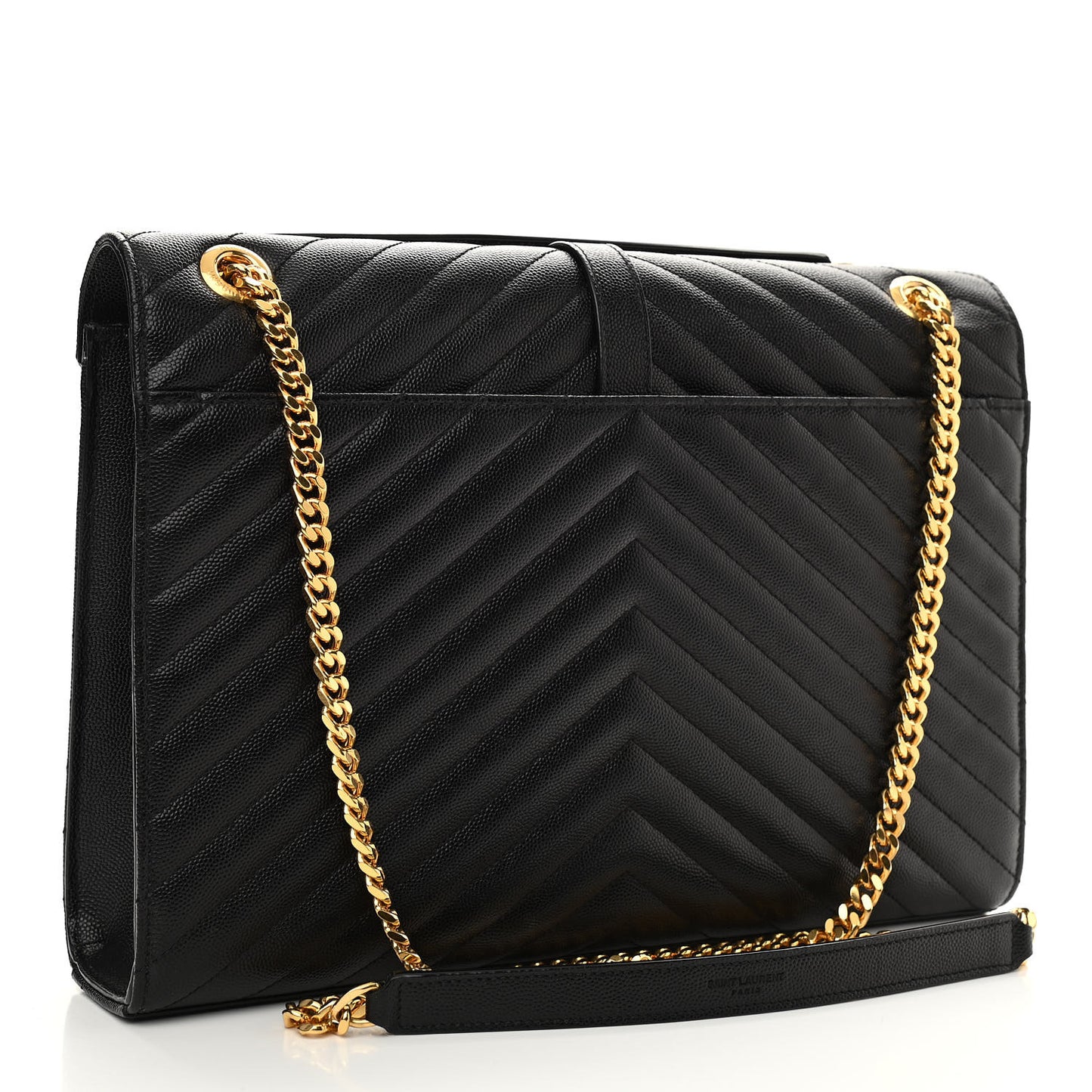 Grain De Poudre Matelasse Chevron Large Monogram Satchel Black