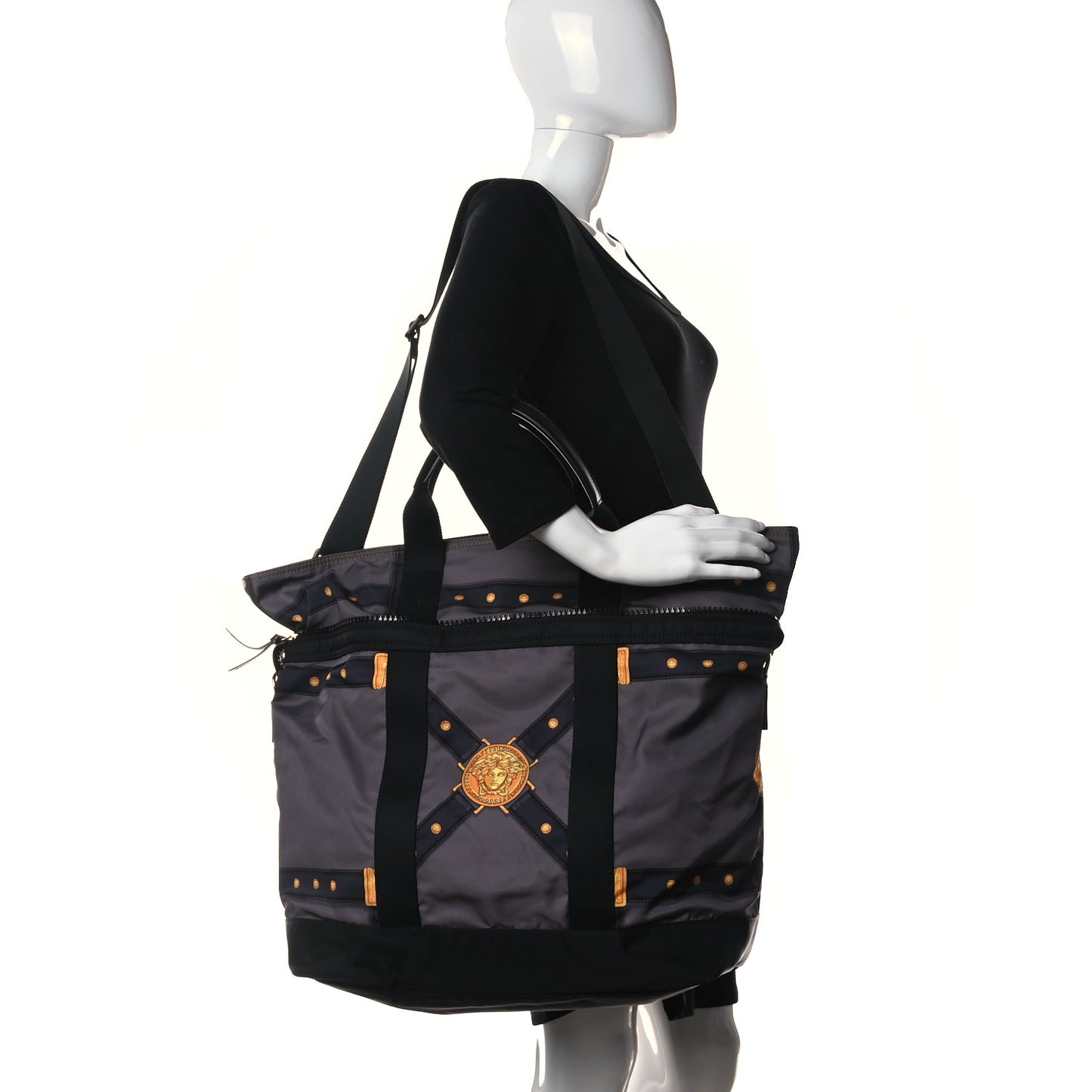 Nylon Tribute Print Convertible Tote Grey