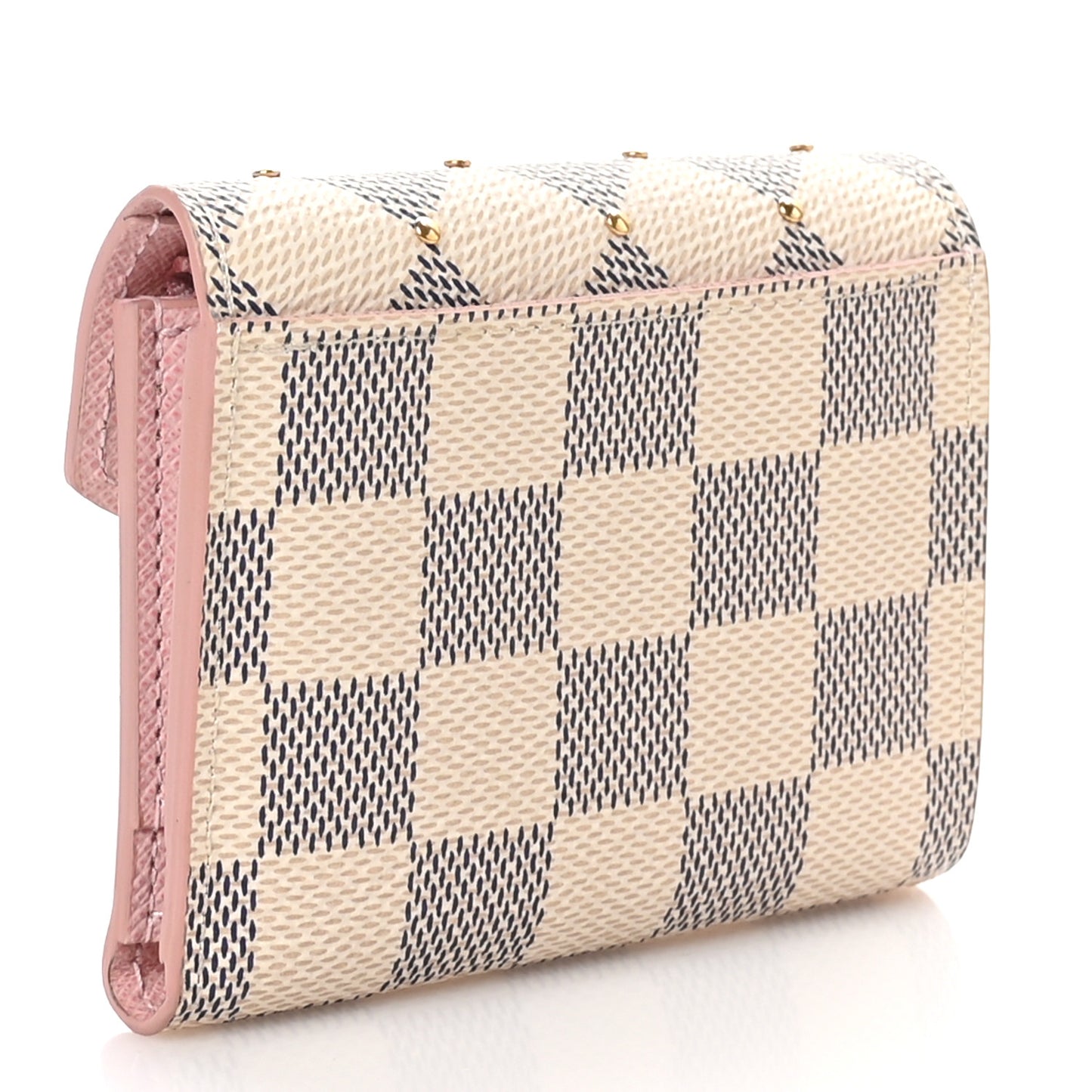 Damier Azur Studded Zoe Wallet Rose Ballerine