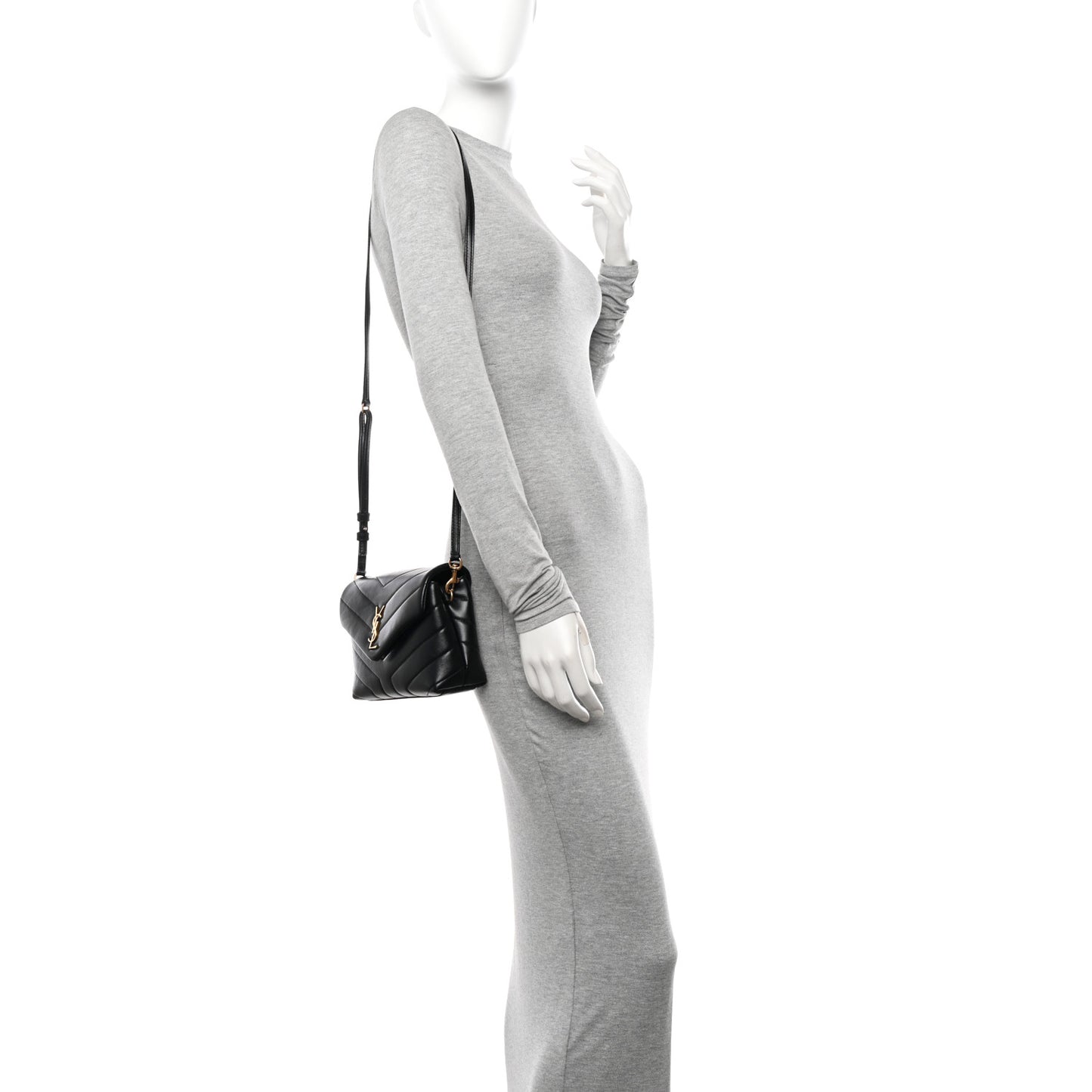 Calfskin Y Quilted Monogram Toy Loulou Crossbody Bag Black