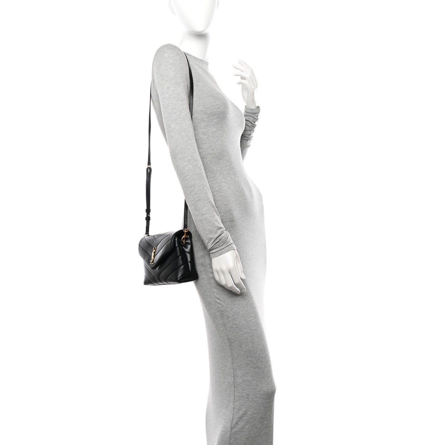 Saint Laurent Calfskin Y Quilted Monogram Toy Loulou Crossbody Bag Black 2 of 9