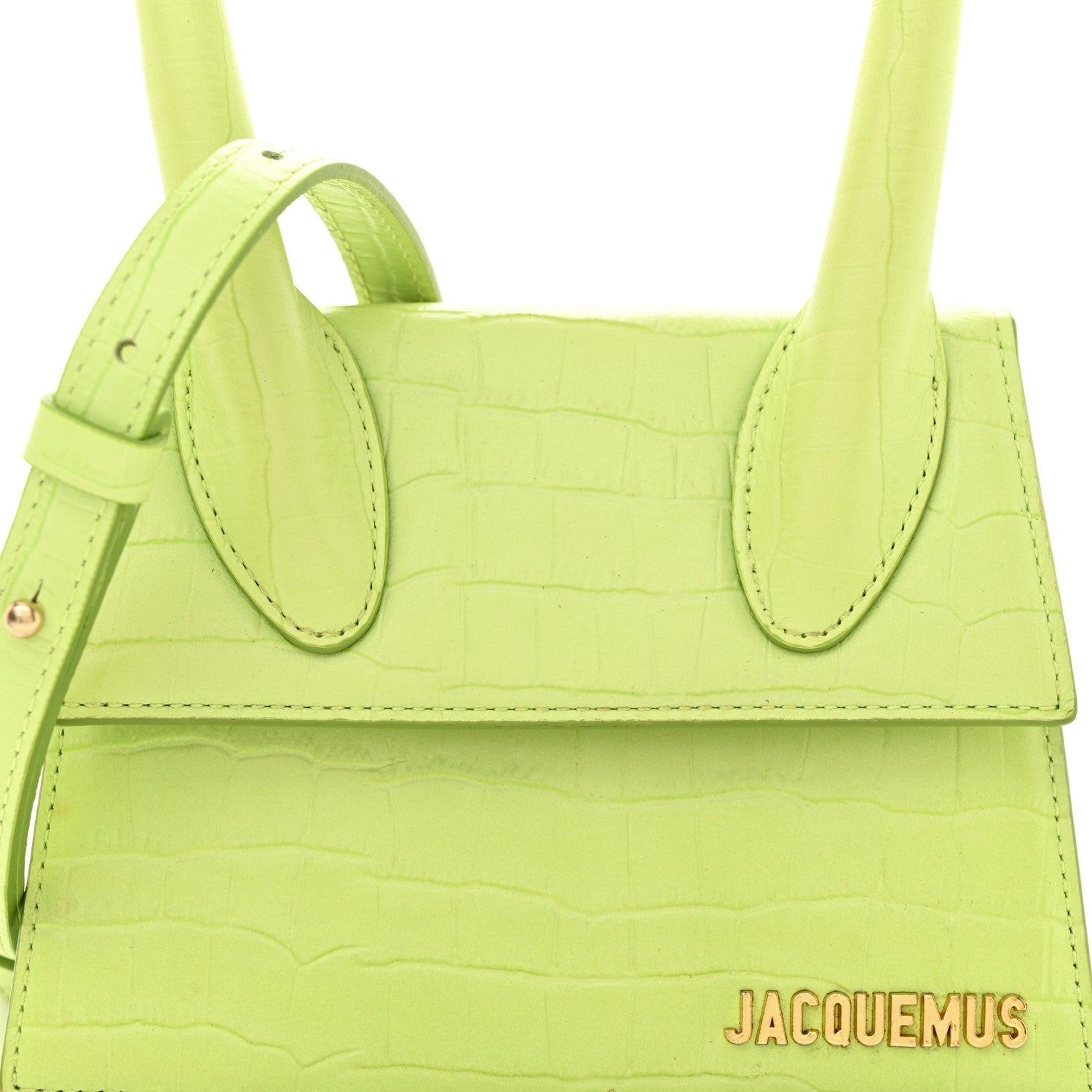 Jacquemus Calfskin Crocodile Embossed Le Chiquito Moyen Light Green 9 of 17