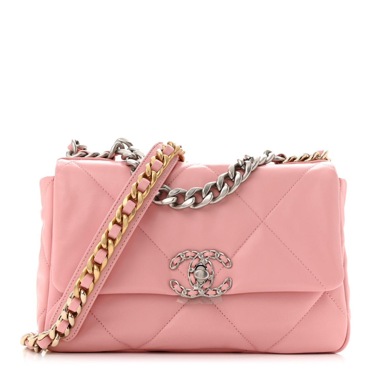 Lambskin Quilted Medium Chanel 19 Flap Light Pink