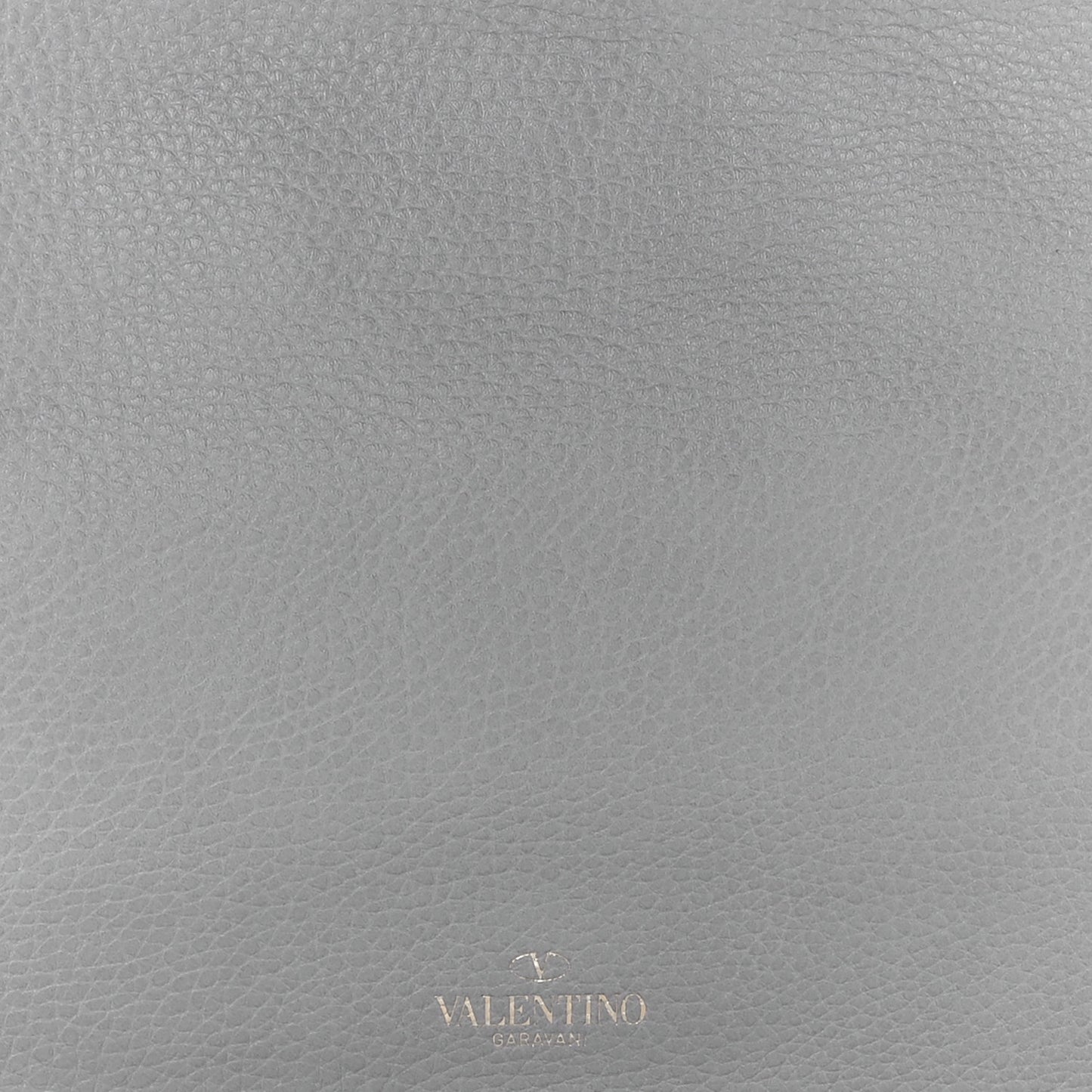 Pebbled Calfskin Large Rockstud Zip Pouch Pastel Grey