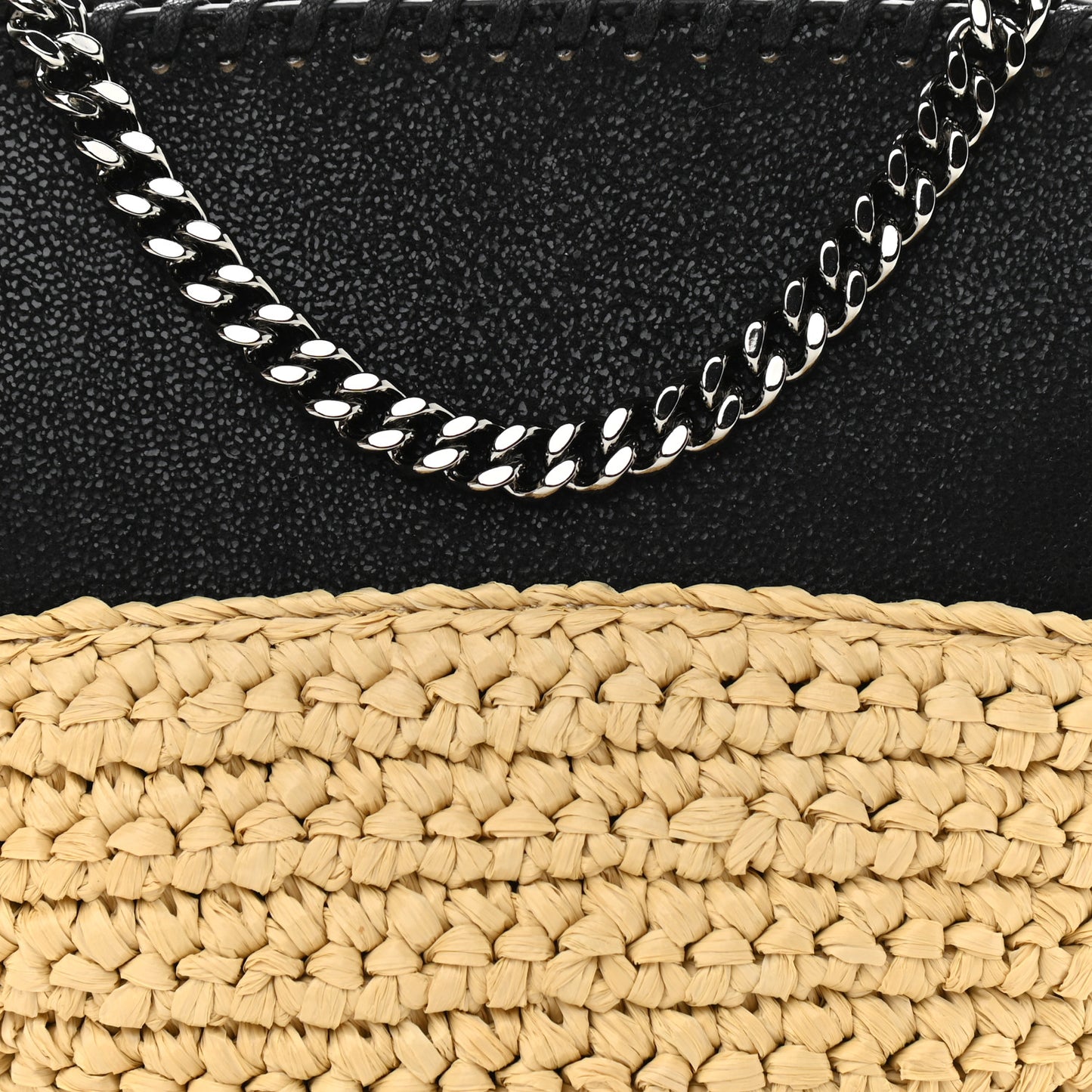 Shaggy Deer Raffia Mini Shoulder Bag Black
