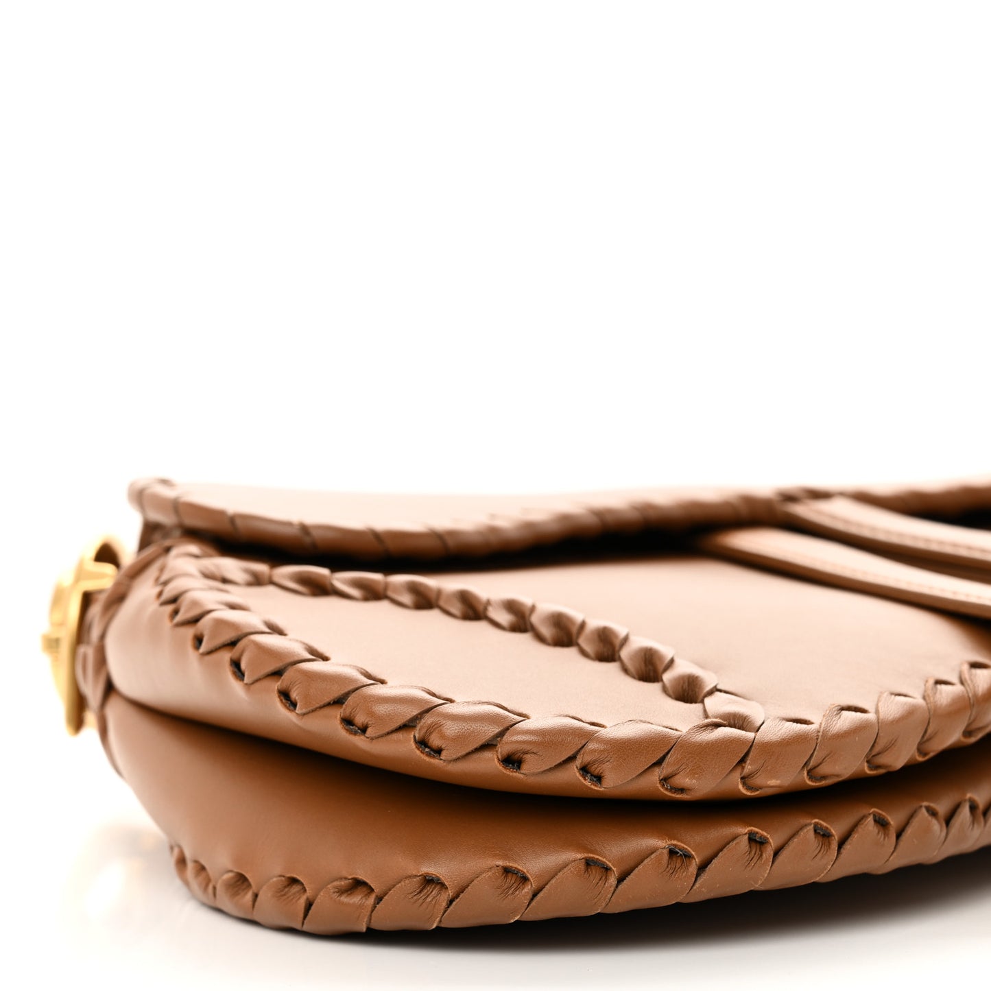 Calfskin Whipstitch Saddle Bag Brown