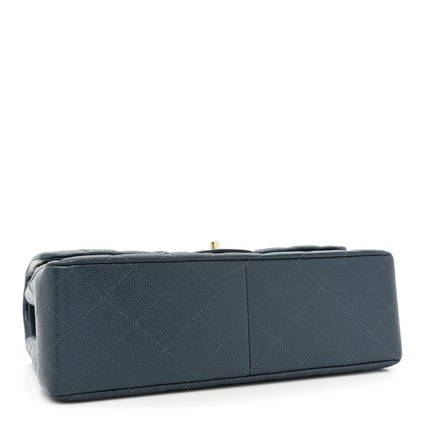 Metallic Caviar Quilted Jumbo Double Flap Dark Blue