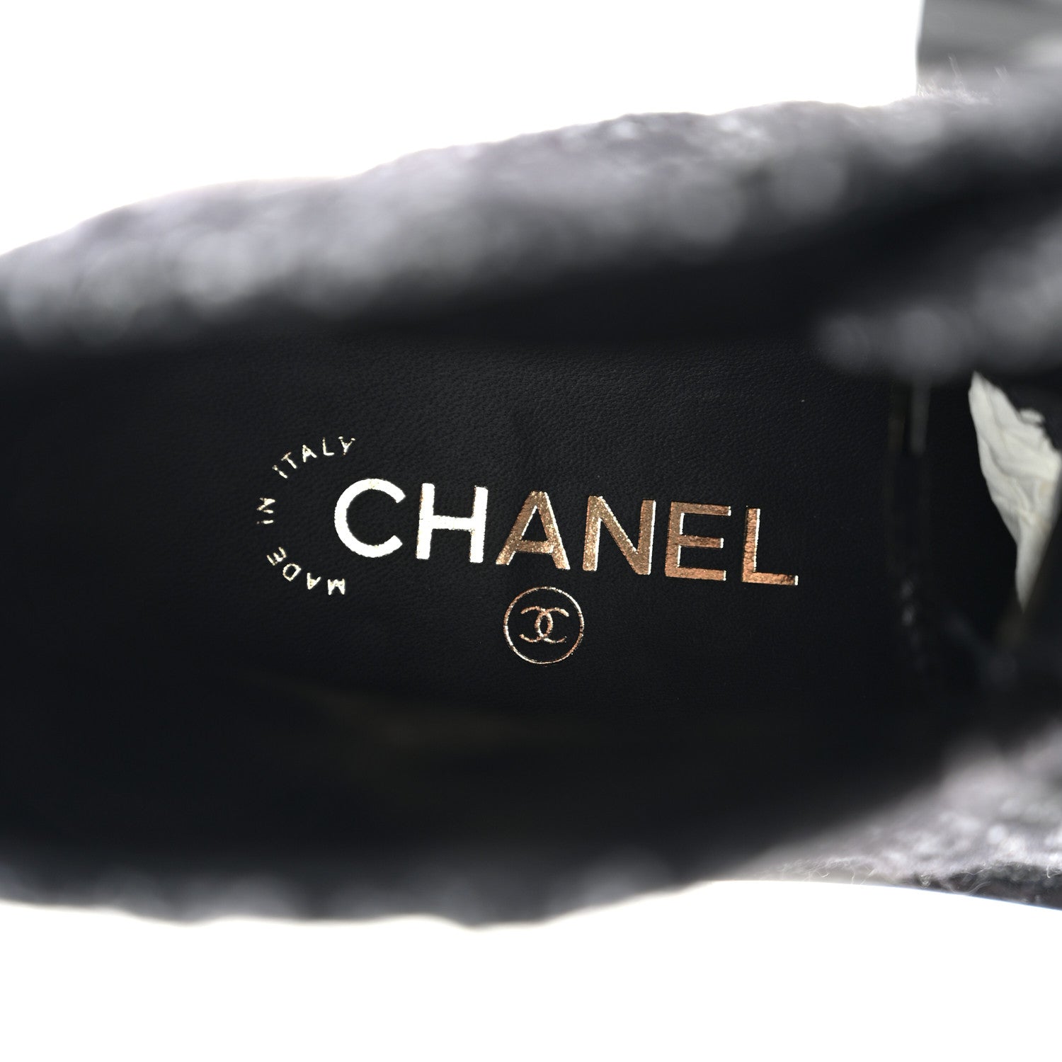 Chanel Tweed Lambskin Quilted Lace Up Combat Boots 41 Black Grey 8 of 9