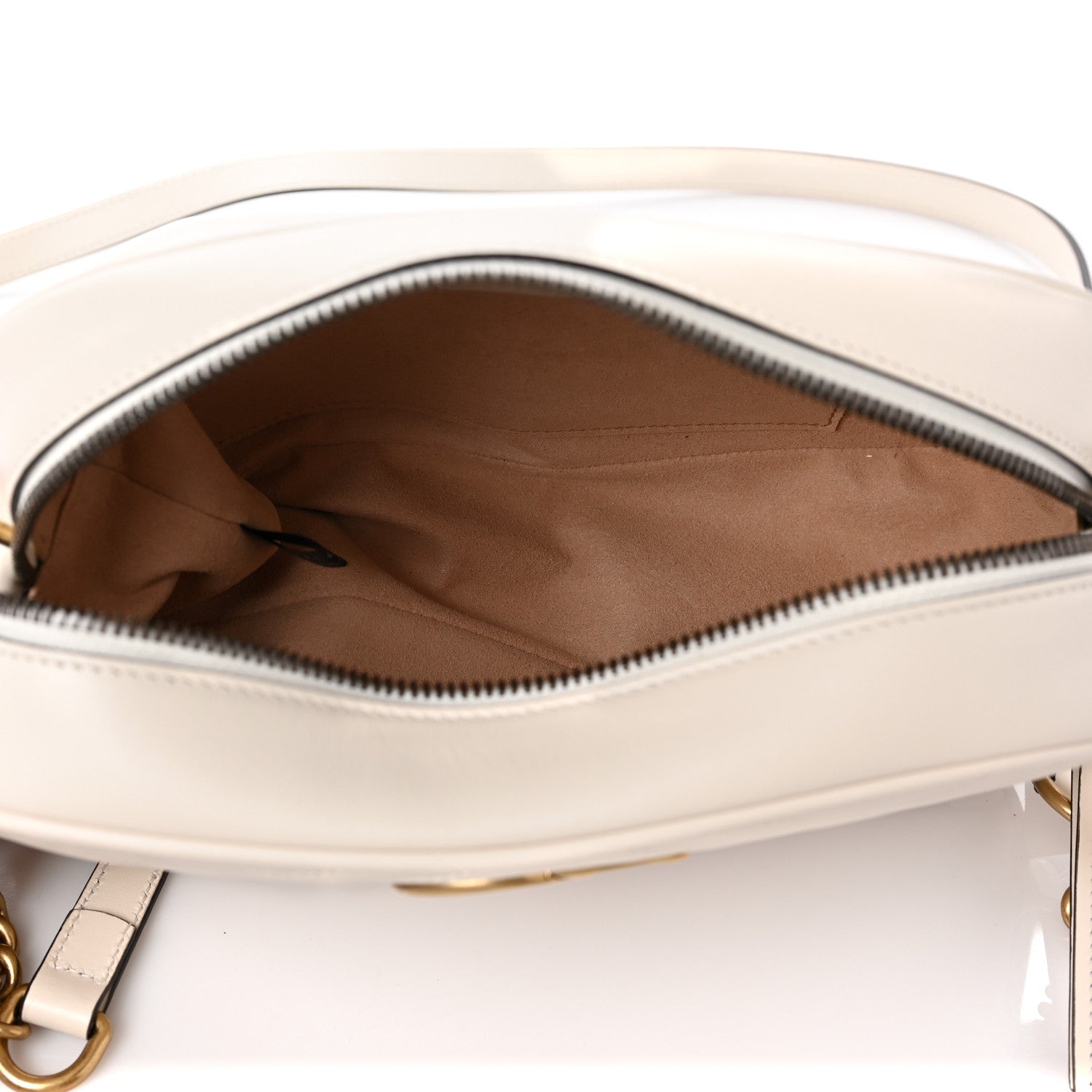 Gucci Calfskin Matelasse Small GG Marmont Chain Shoulder Bag White 5 of 9