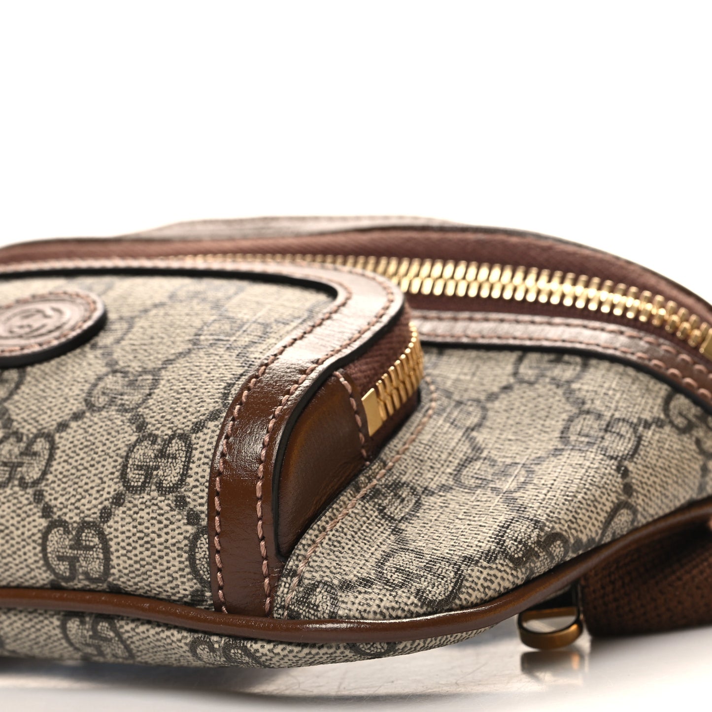 GG Supreme Monogram Textured Calfskin Retro Interlocking G Belt Bag Beige Ebony Brown Sugar