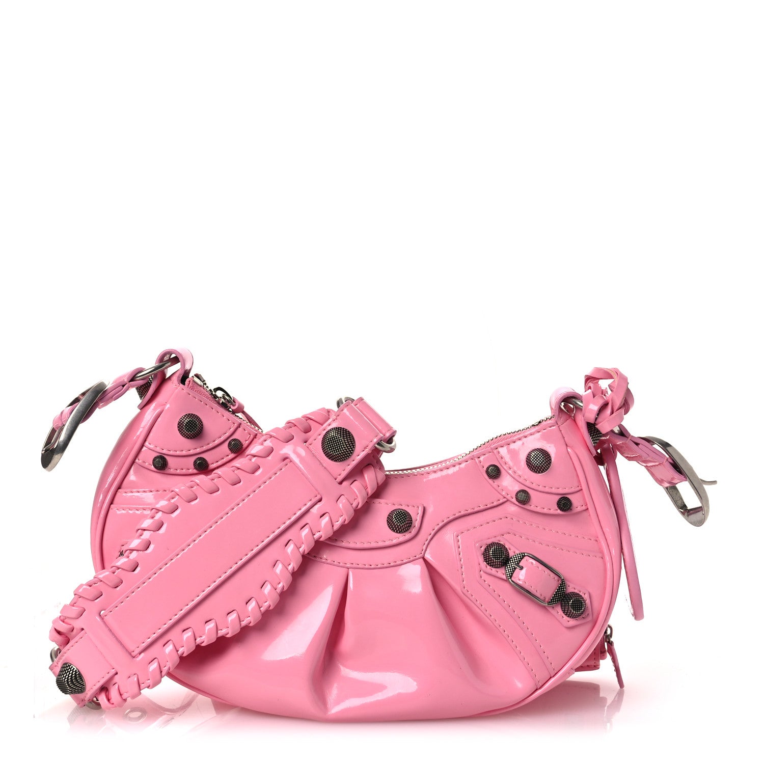 Balenciaga Patent Faux Leather Le Cagole Shoulder Bag XS Sweet 