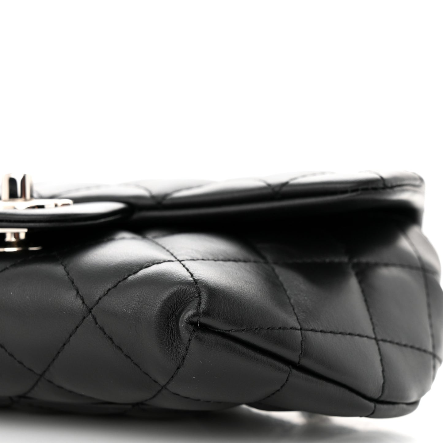 Calfskin Quilted CC Uniform Flap Belt Bag Black