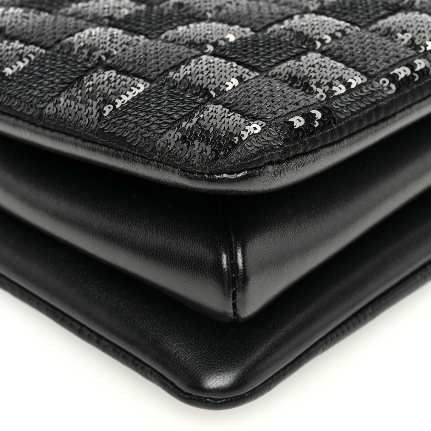 Satin Sequin Embroidered Damier Coussin BB Black
