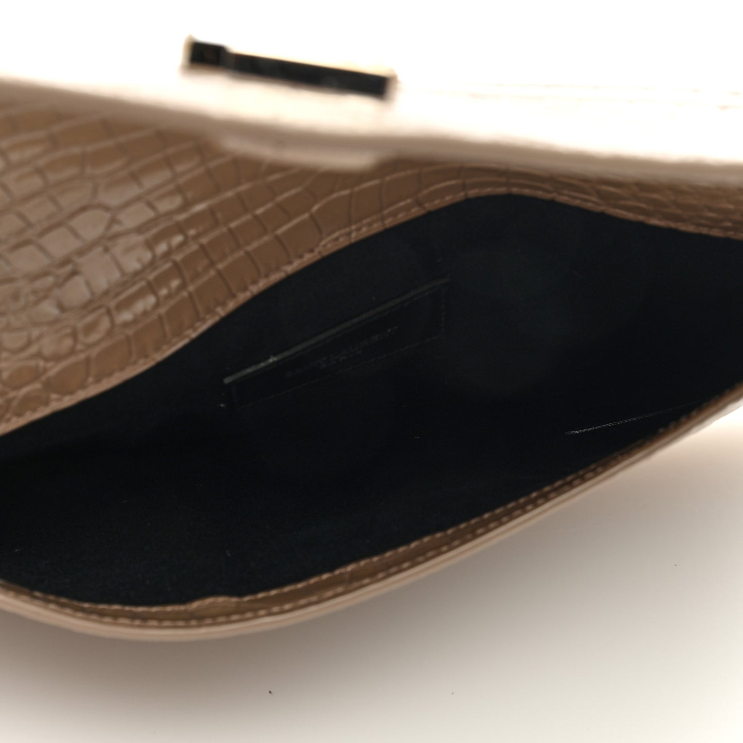 Calfskin Crocodile Embossed Uptown Monogram Pouch Brown