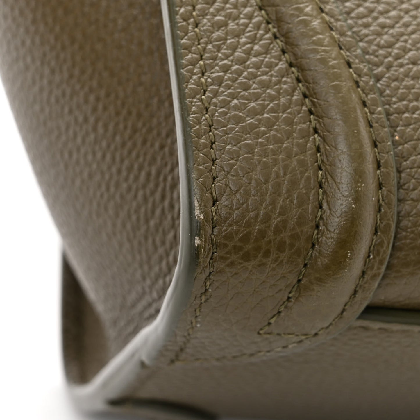 Drummed Calfskin Nano Luggage Dark Olive