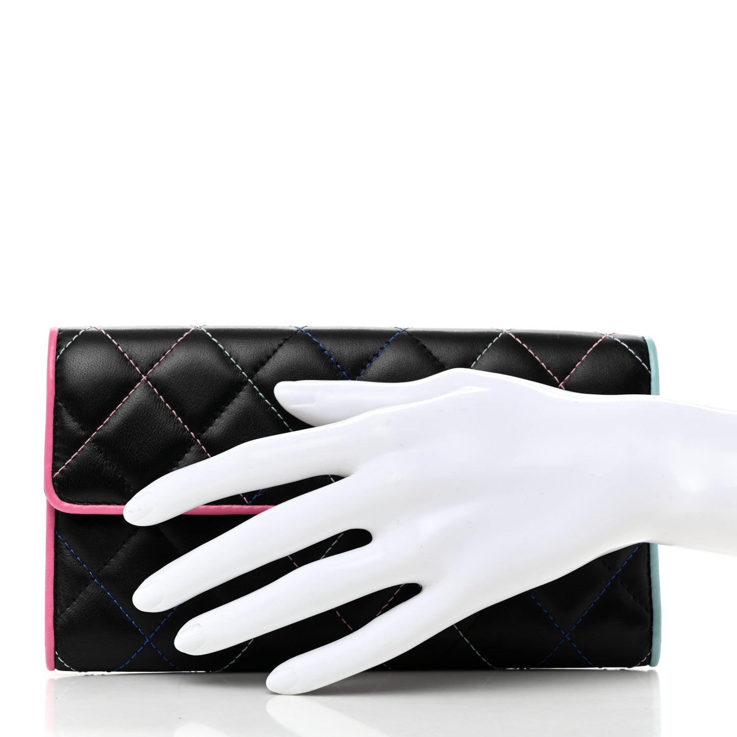 Lambskin Quilted Long Flap Wallet Multicolor