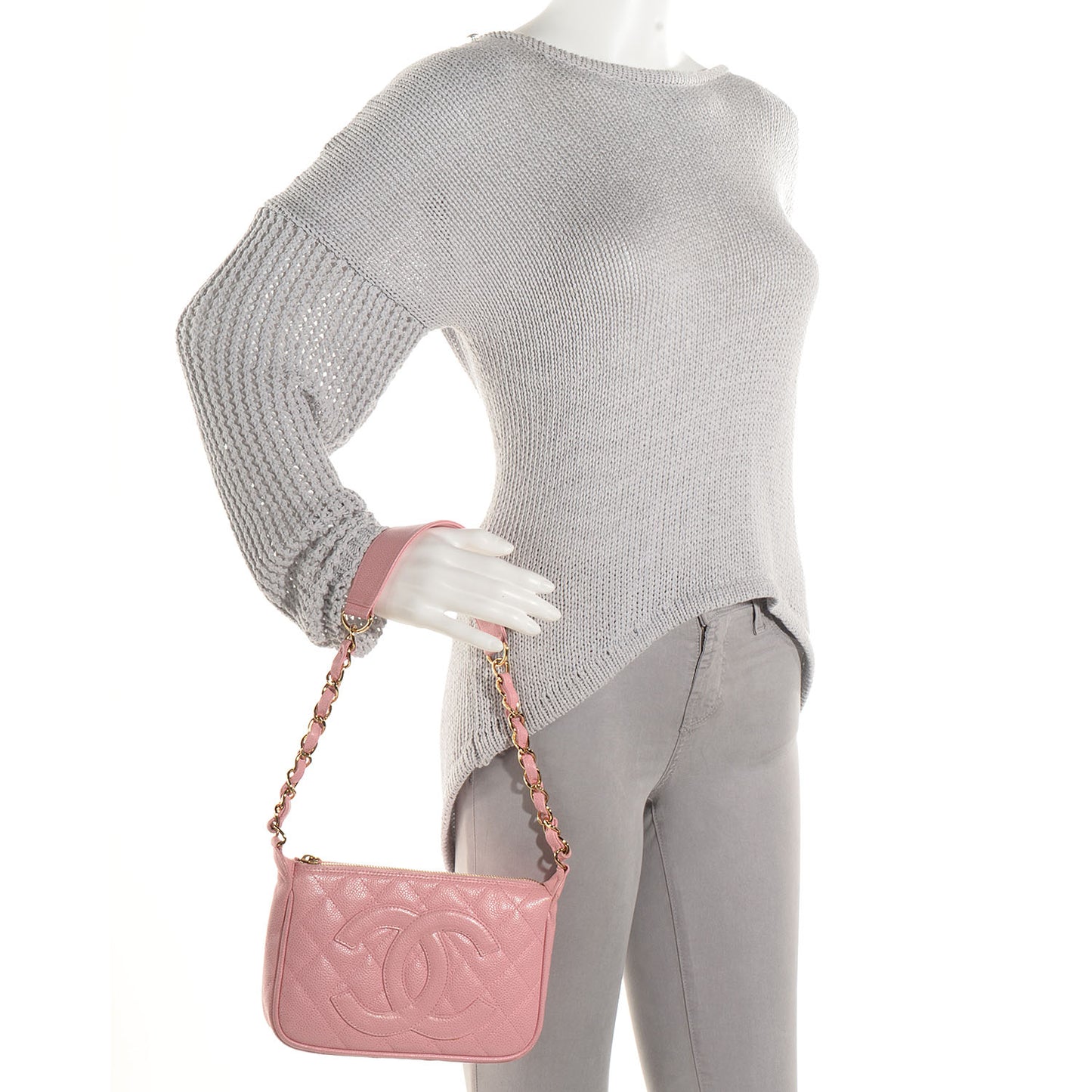 Caviar Quilted Timeless Shoulder Bag Pink