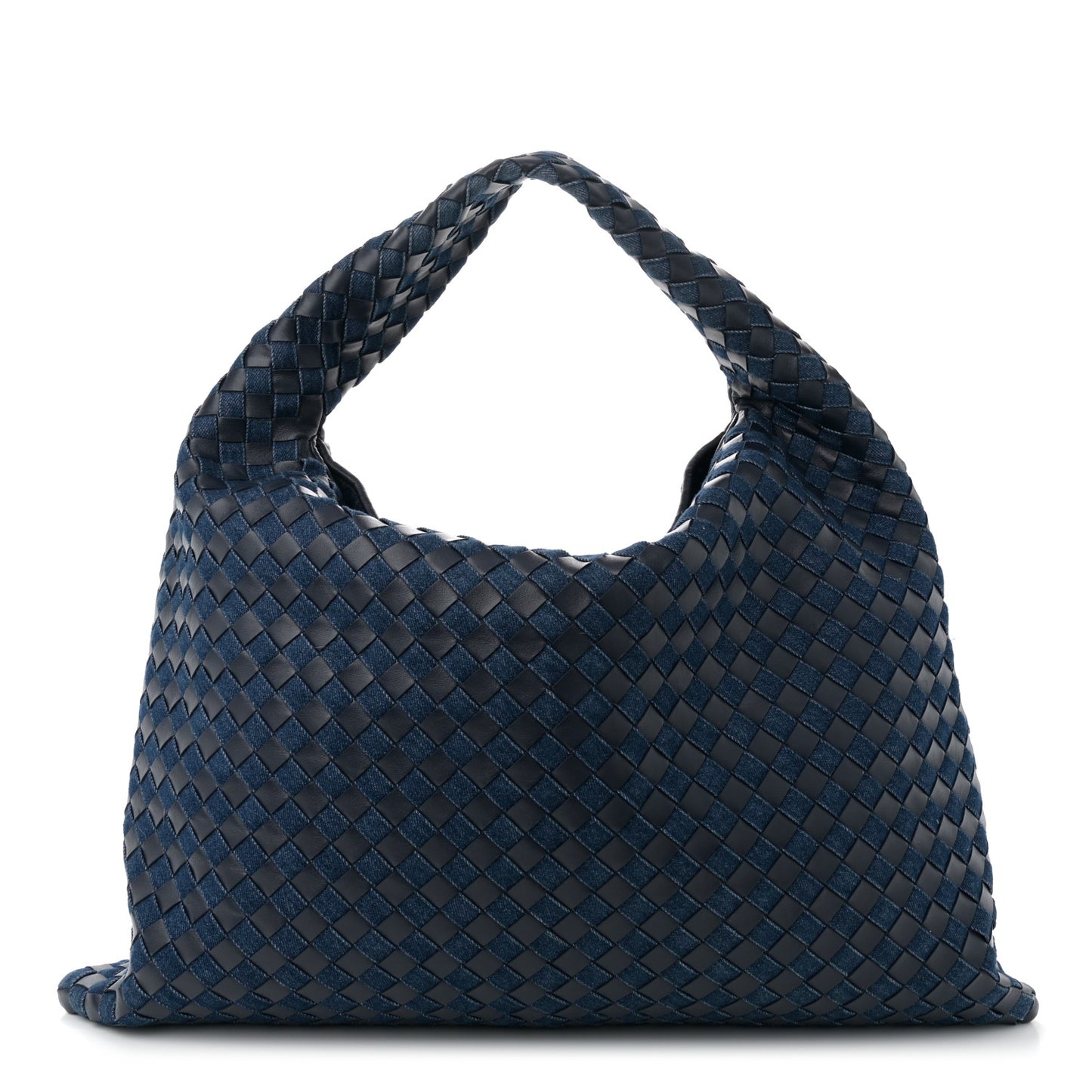 Denim Calfskin Intrecciato Large Hop Abyss Indigo