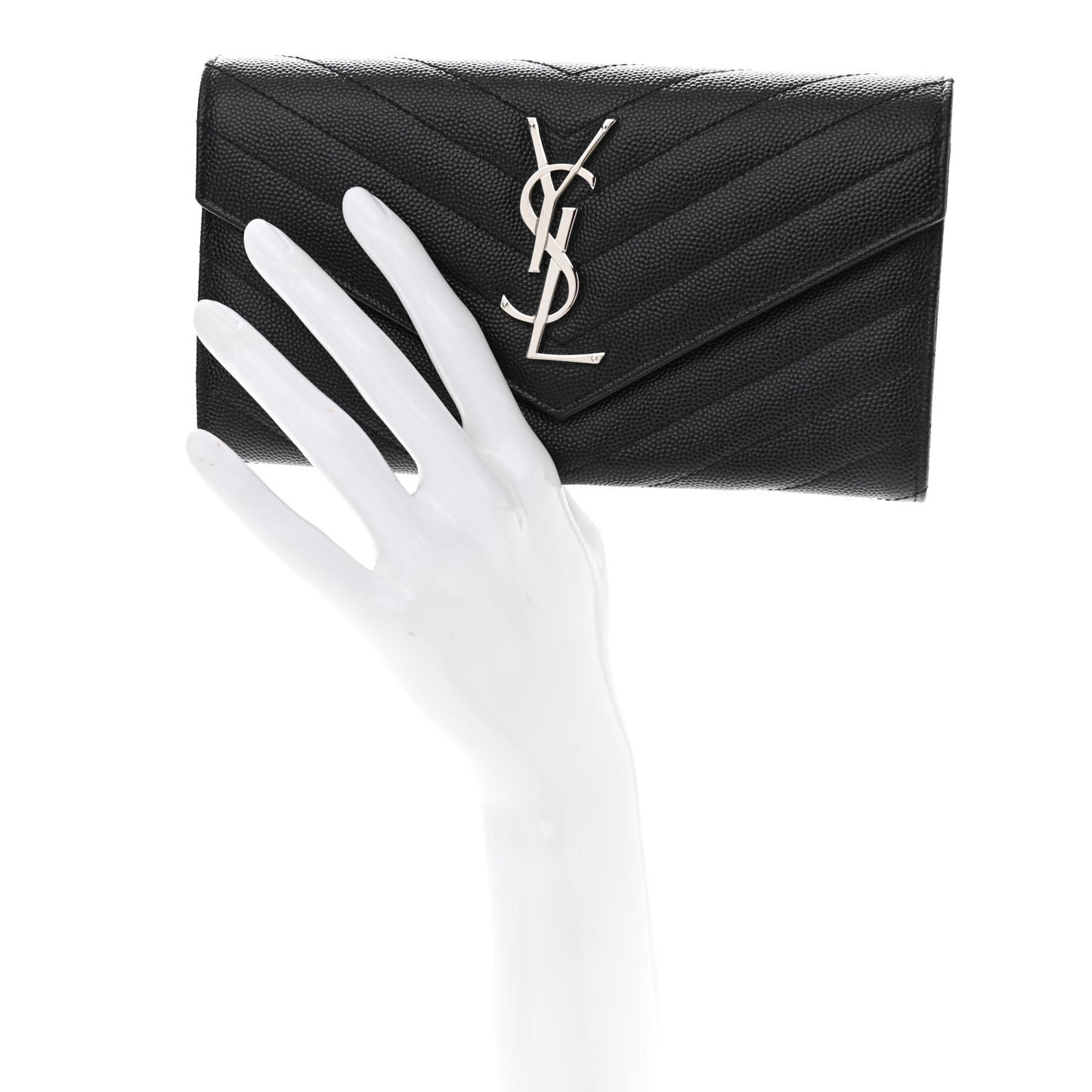 Calfskin Matelasse Chevron Monogram Flap Wallet Black