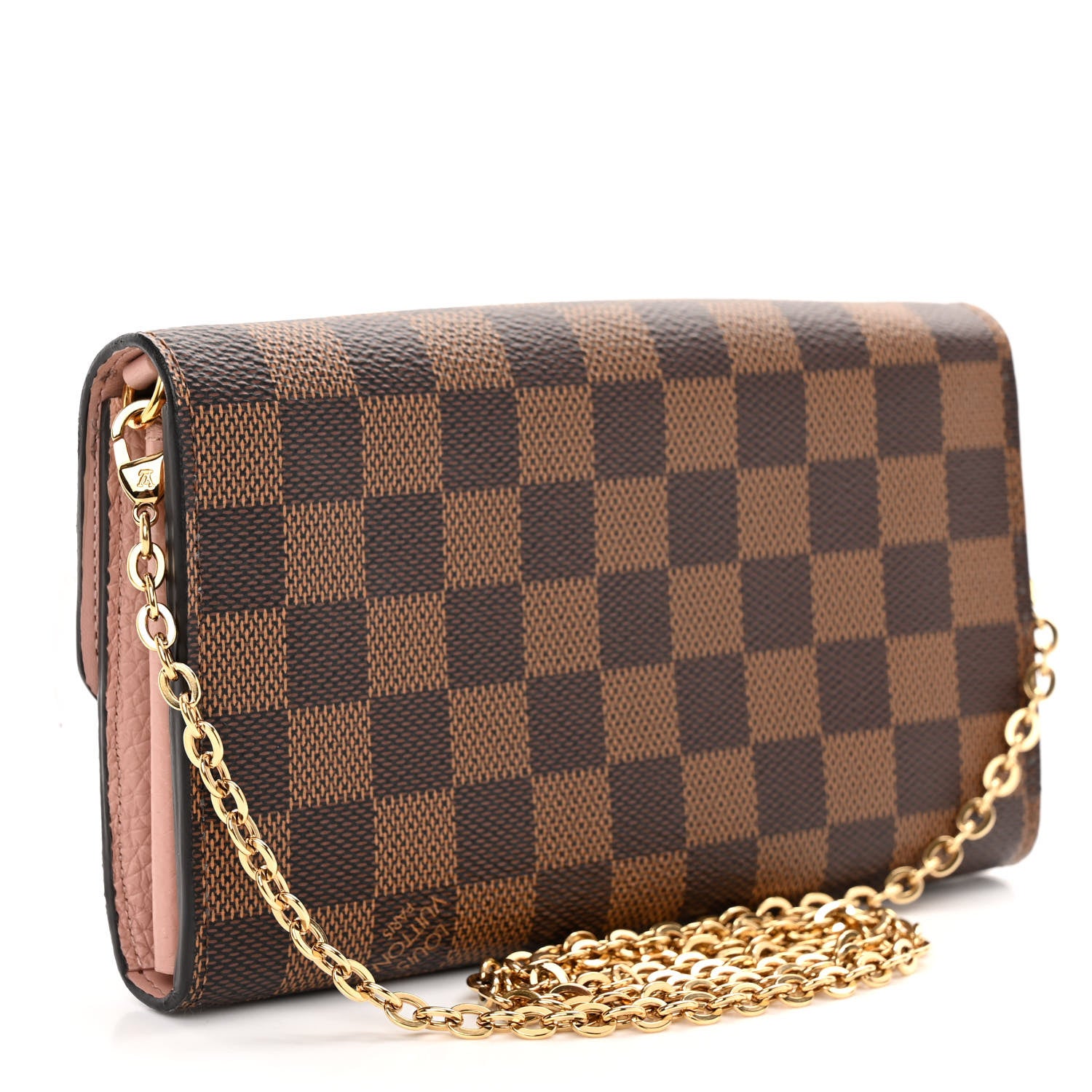 Louis Vuitton LOUIS VUITTON Damier Ebene Croisette Chain Wallet Rose Ballerine 3 of 11